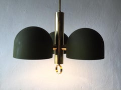 Stilnovo brass and green coloured metal Chandelier, Italy, Mid-Century-Modern