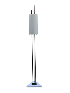 Stilnovo Brass and Opaline Glass Floor Lamp, Italy, 1950s