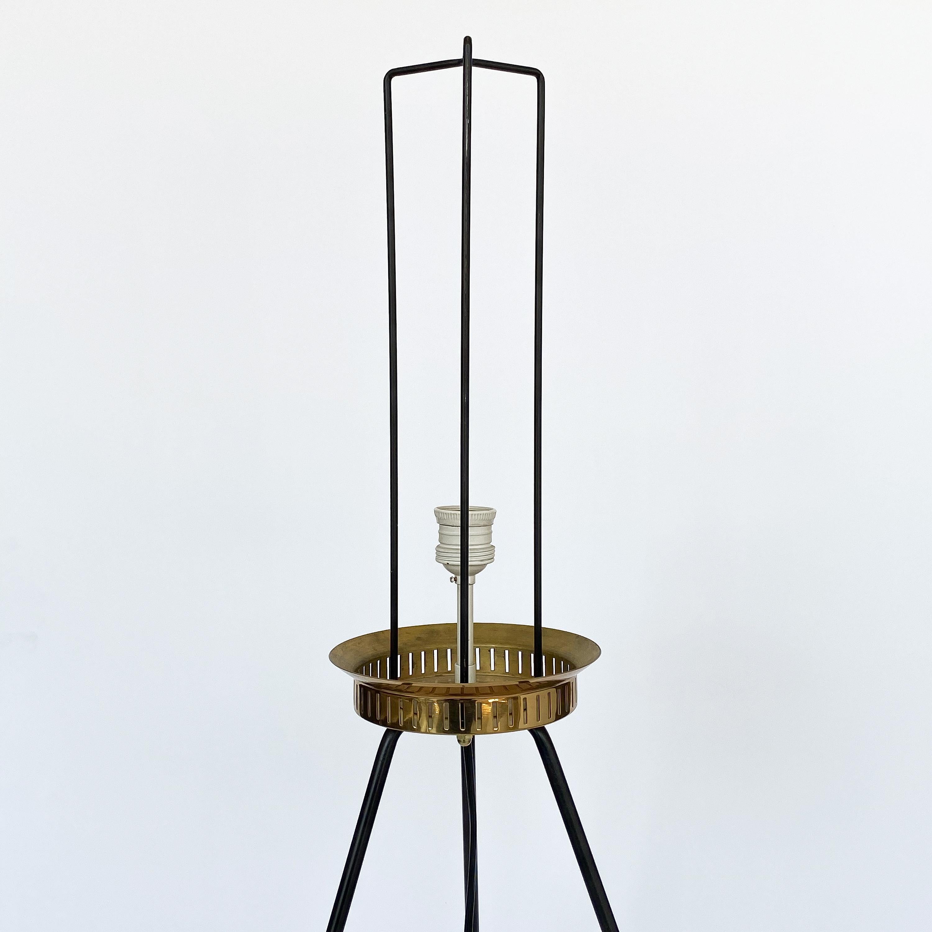 Stilnovo Brass and Opaline Glass Tripod Floor Lamp 5