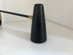 Stilnovo Brass/Black Enameled Wall Light