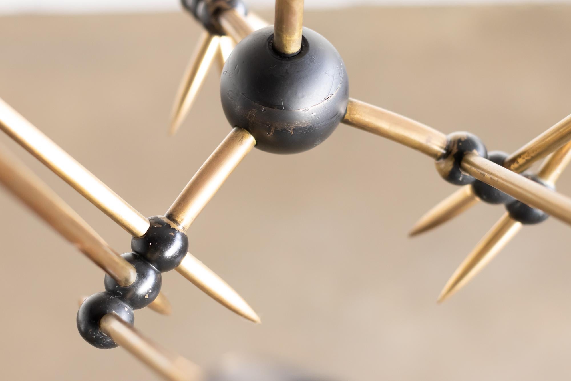 Stilnovo Brass Chandelier In Good Condition For Sale In Dronten, NL