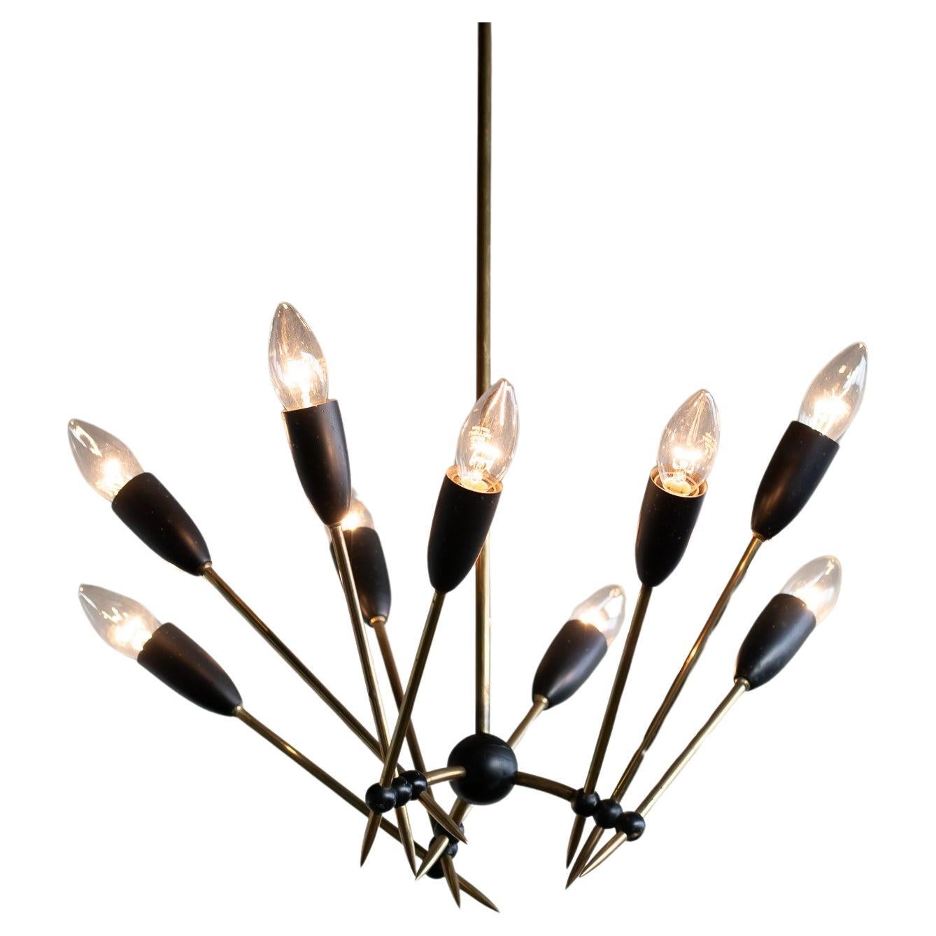 Stilnovo Brass Chandelier For Sale