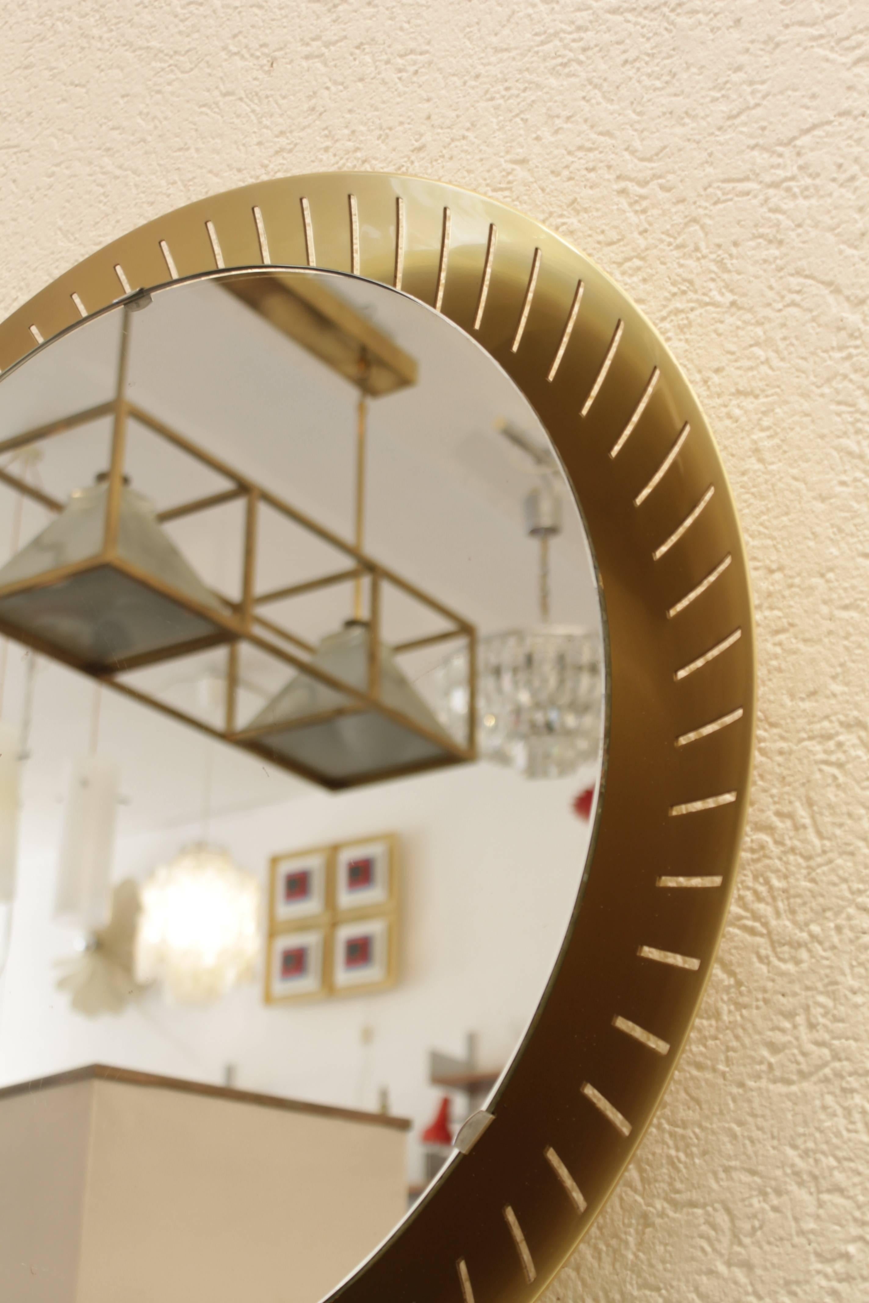 Italian Stilnovo Brass Illuminated Mirror