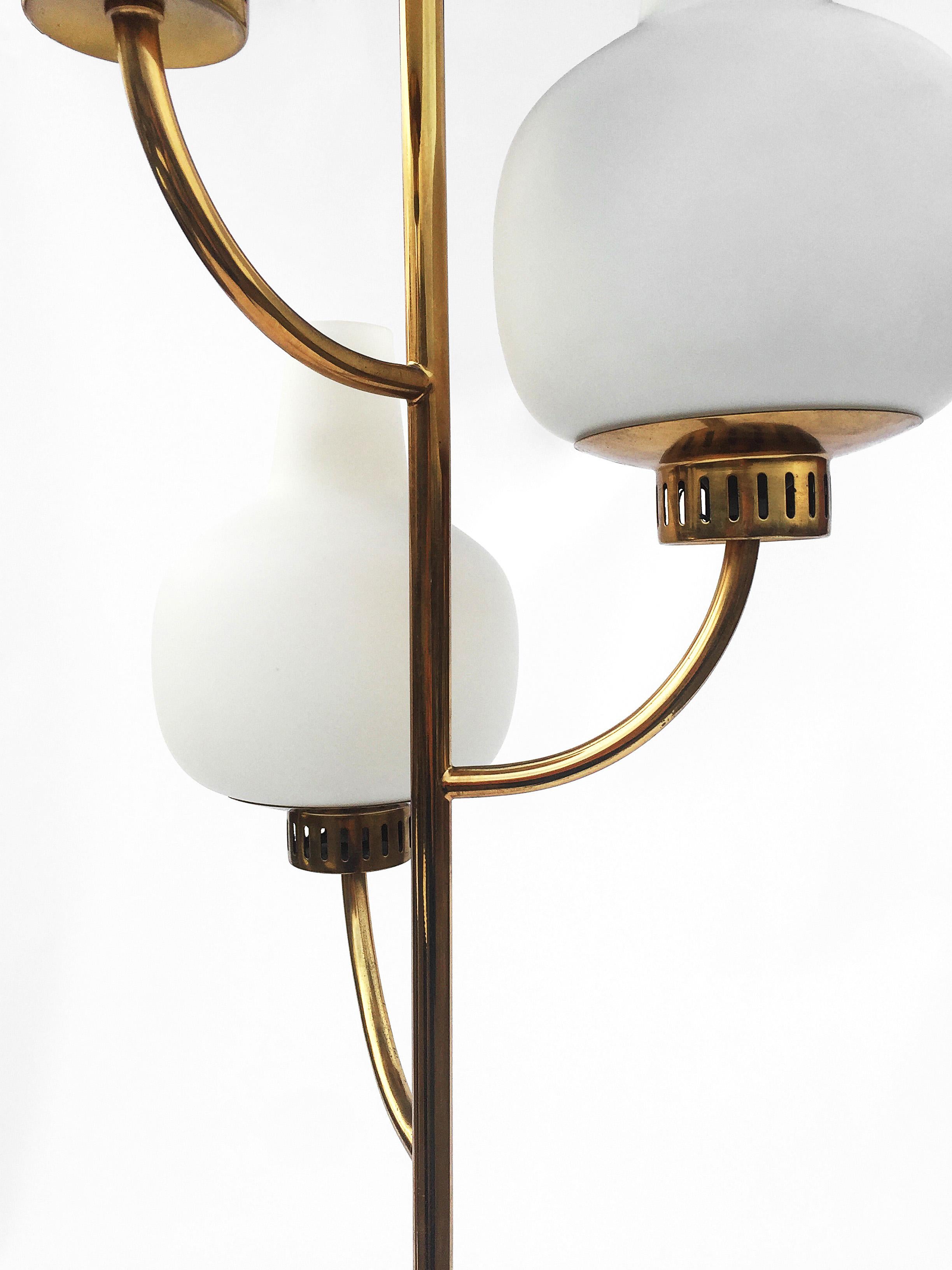 Mid-20th Century Stilnovo Brass Marble Floor Lamp Midcentury Modern Vintage Retro Regency 1950s For Sale