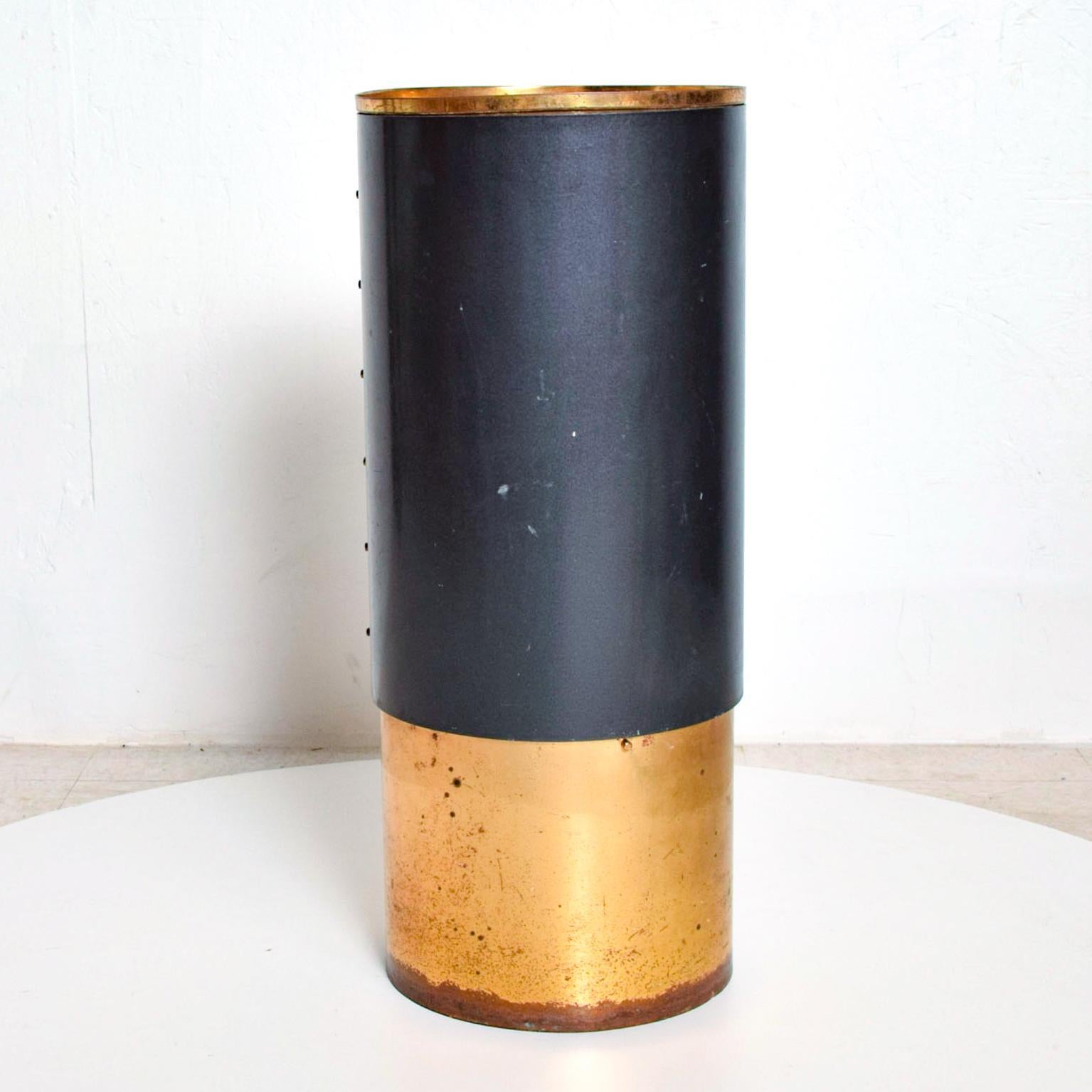 Italian STILNOVO Valet Umbrella Stand Catchall Patinated Brass Milano ITALY 1950s For Sale