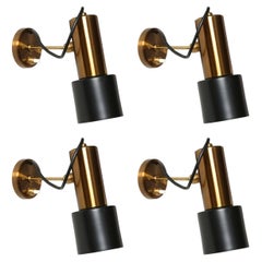 Stilnovo Brass Sconces, Mid-Century Modern, Italy circa 1960s
