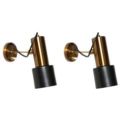 Stilnovo Brass Sconces, Mid-Century Modern, Italy circa 1960s