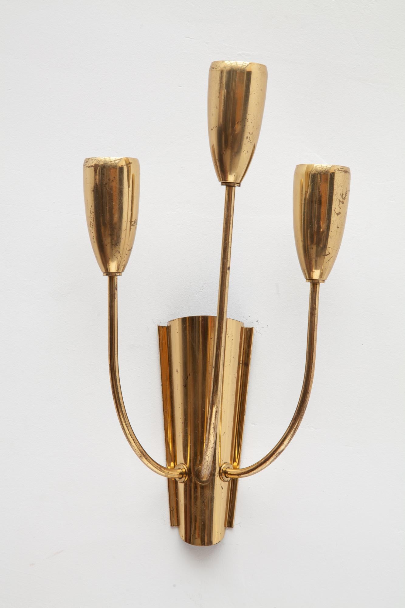 Mid-Century Modern Stilnovo Brass Sputnik Sconces, 1950s