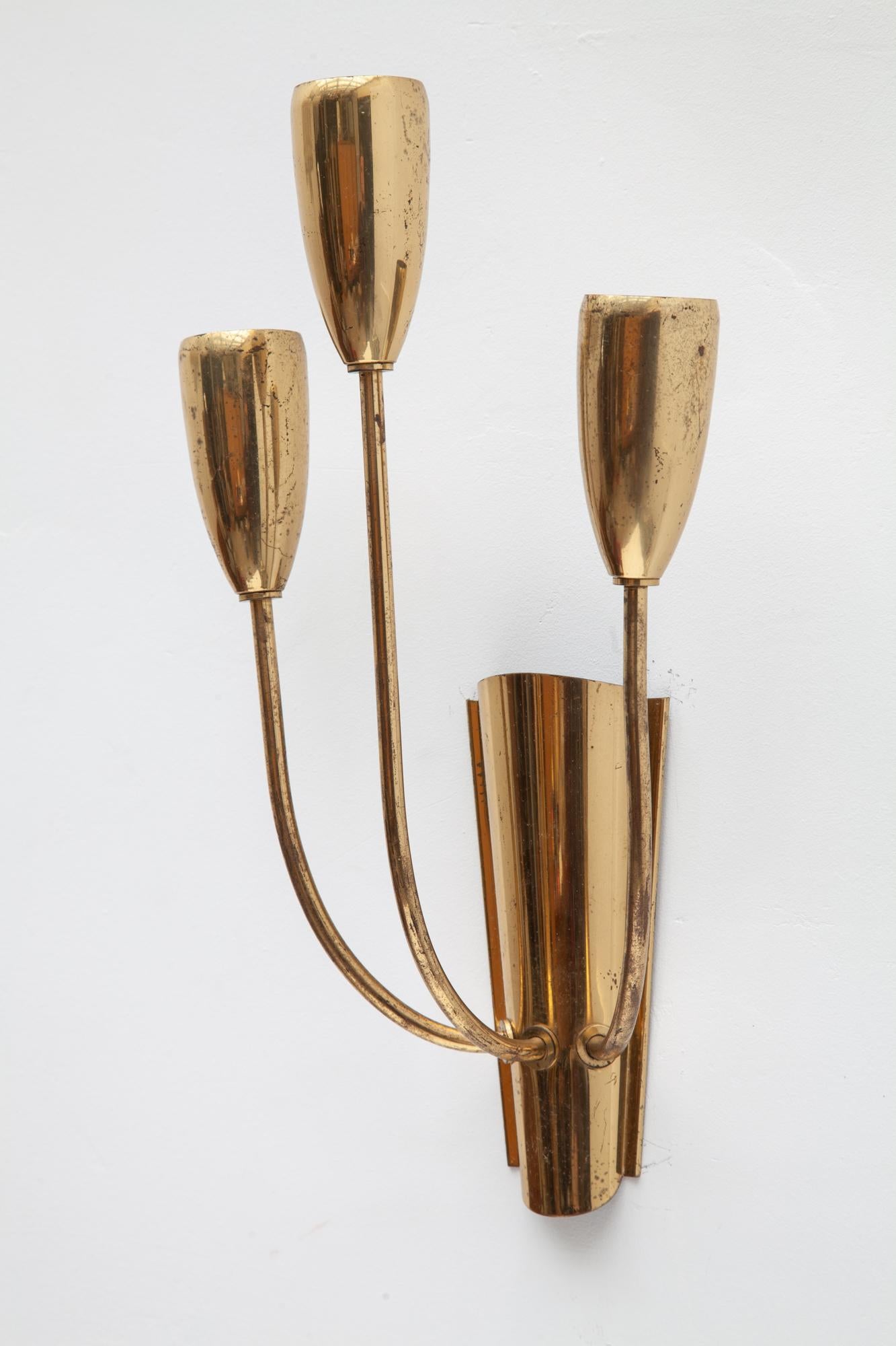 Italian Stilnovo Brass Sputnik Sconces, 1950s
