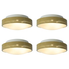 Stilnovo Bruno Gatta Ceiling Lamps Glass Flush Mounts Model 1152, Italy 1960