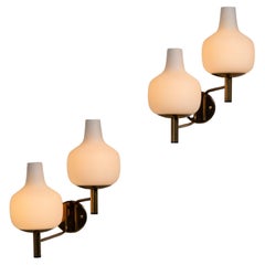 Stilnovo candle wall lamps double shades Italy 1950