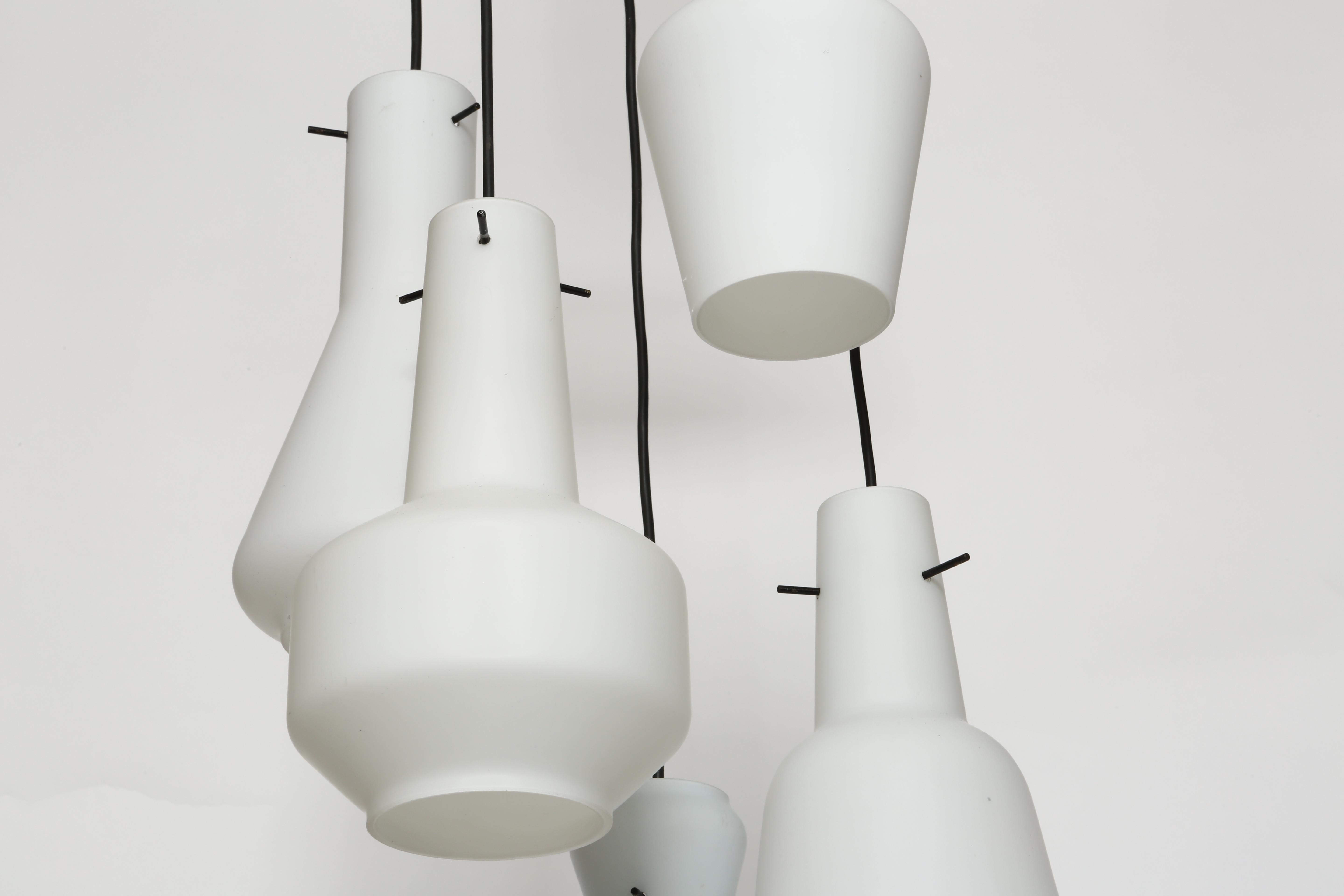 Metal Stilnovo Cascading Chandelier, Italy circa 1960s For Sale