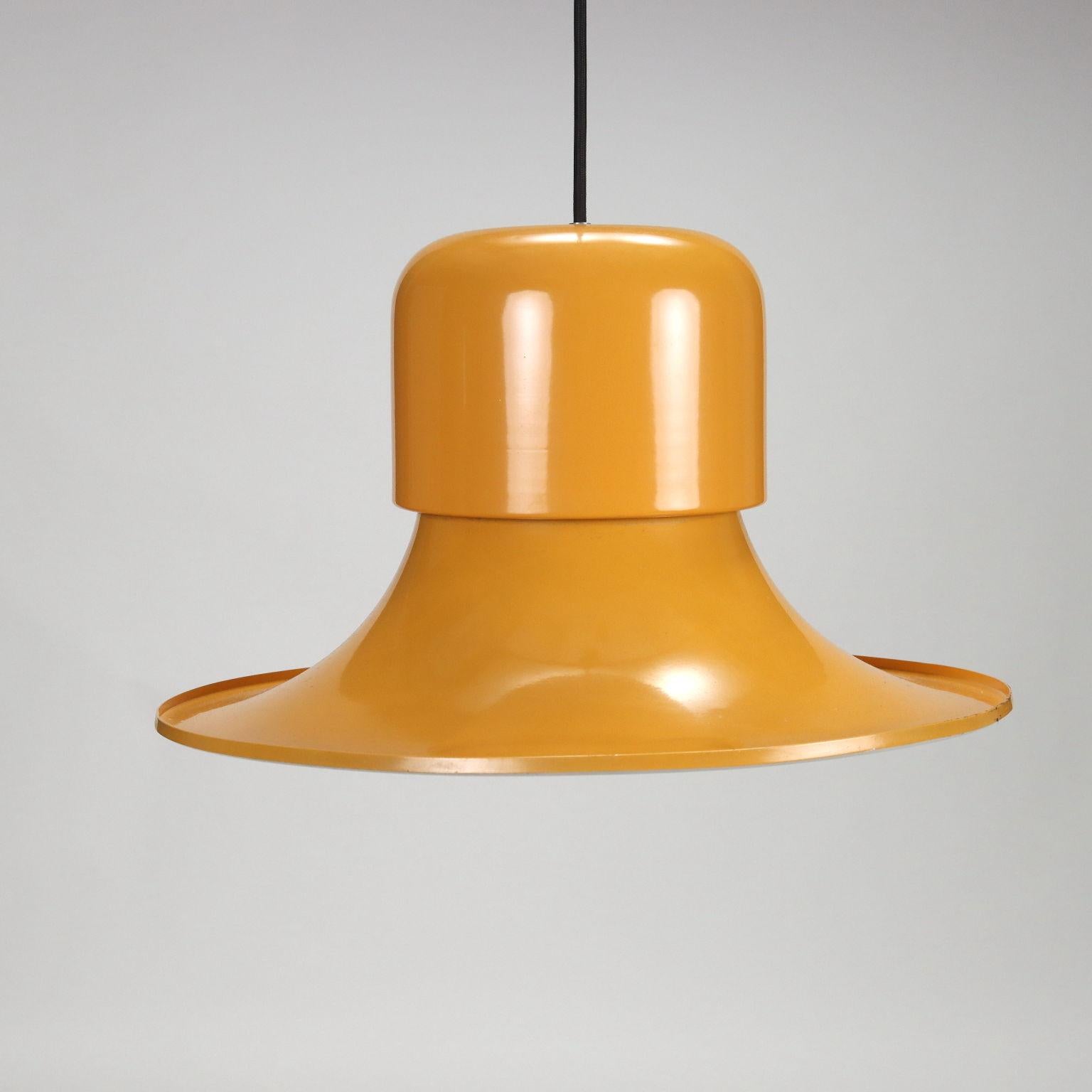Enameled Stilnovo Ceiling Lamp Alluminium, Italy, 1960s-1970s