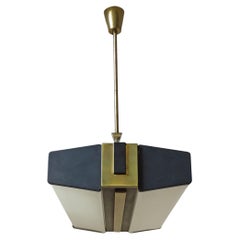 Stilnovo-Deckenleuchte aus Messing und Plexiglas, Italien 1950er Jahre