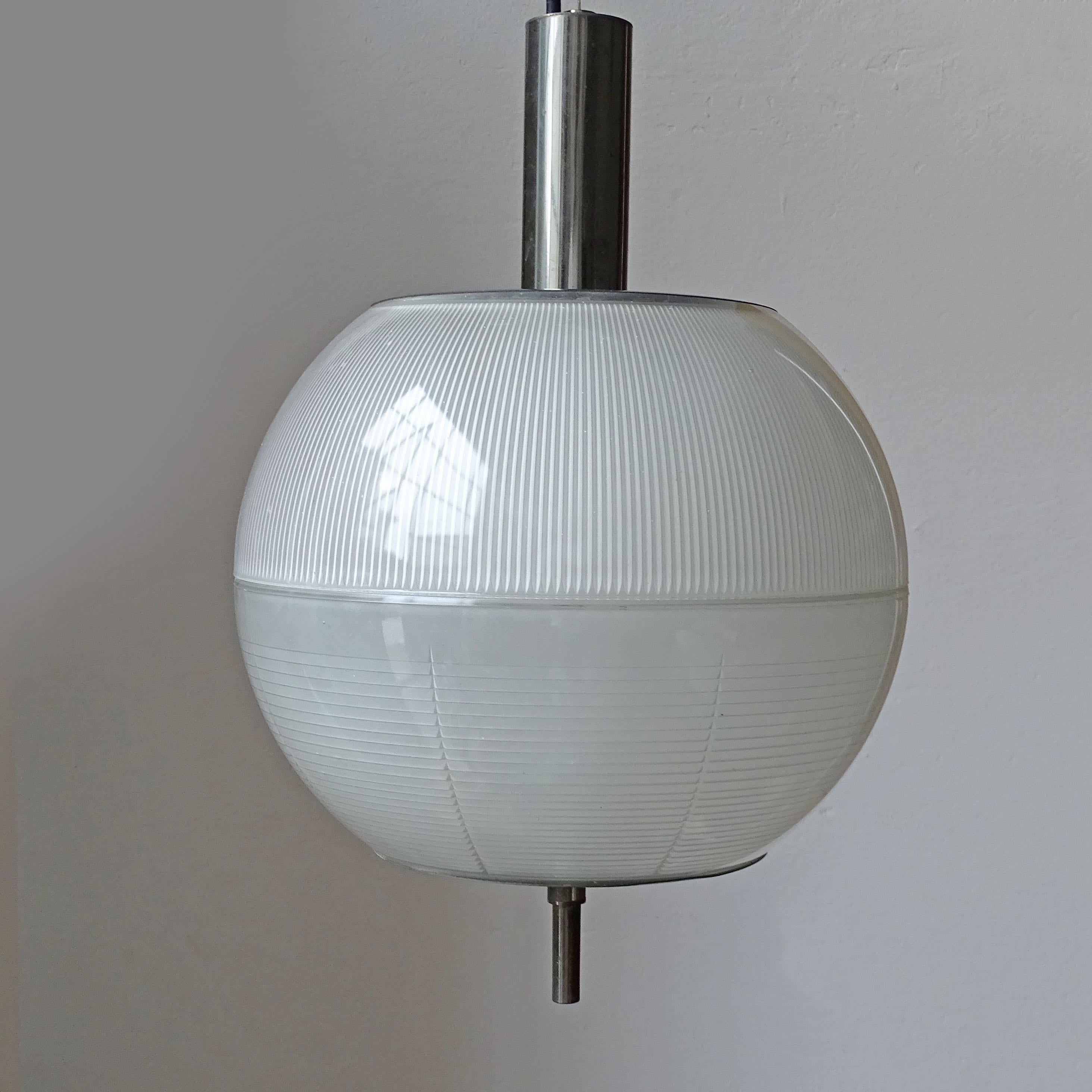 Mid-Century Modern Stilnovo Ceiling Lamp in Burnished Brass and Glass, Italy 1960s For Sale