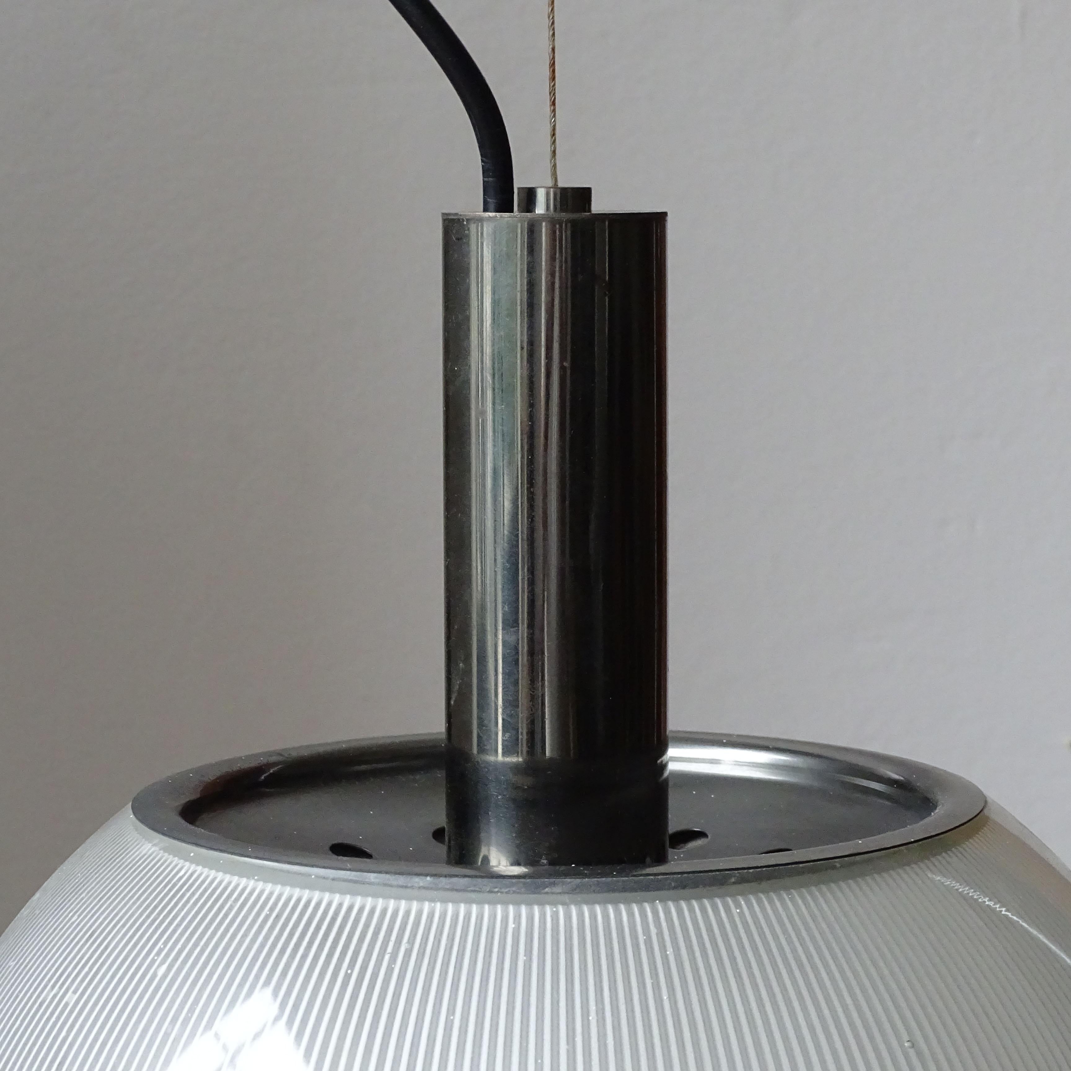 Italian Stilnovo Ceiling Lamp in Burnished Brass and Glass, Italy 1960s For Sale