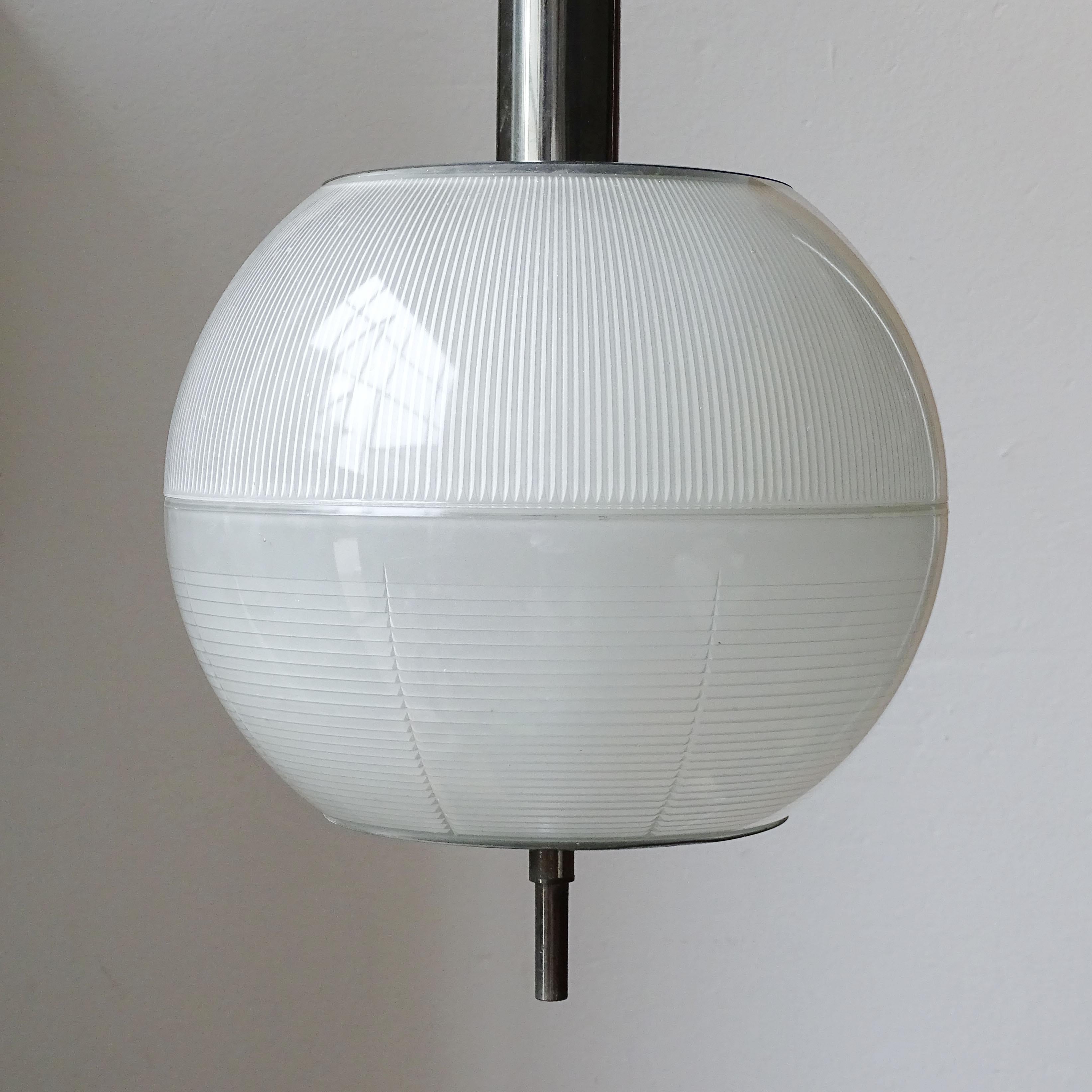 Mid-20th Century Stilnovo Ceiling Lamp in Burnished Brass and Glass, Italy 1960s For Sale