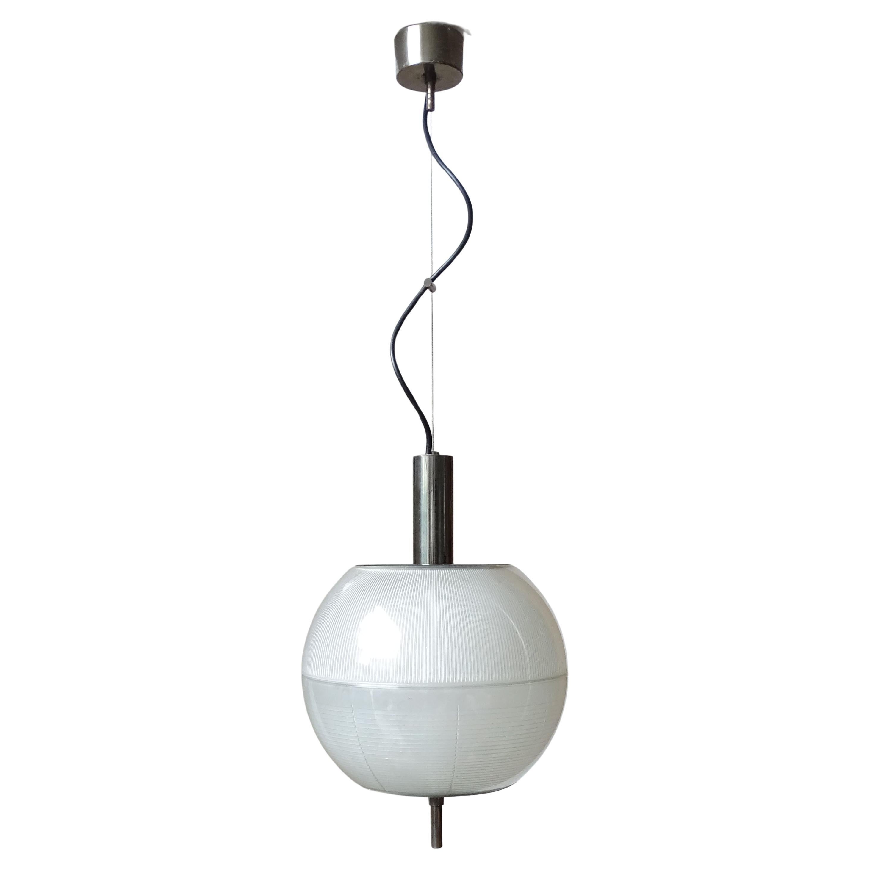 Plafonnier Stilnovo en laiton bruni et verre, Italie, années 1960