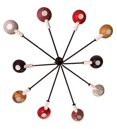 Stilnovo Ceiling or Wall Lamp with Lacquered Brass Reflectors, Italy, 1950s