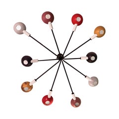 Stilnovo Ceiling or Wall Lamp with Lacquered Brass Reflectors, Italy, 1950s