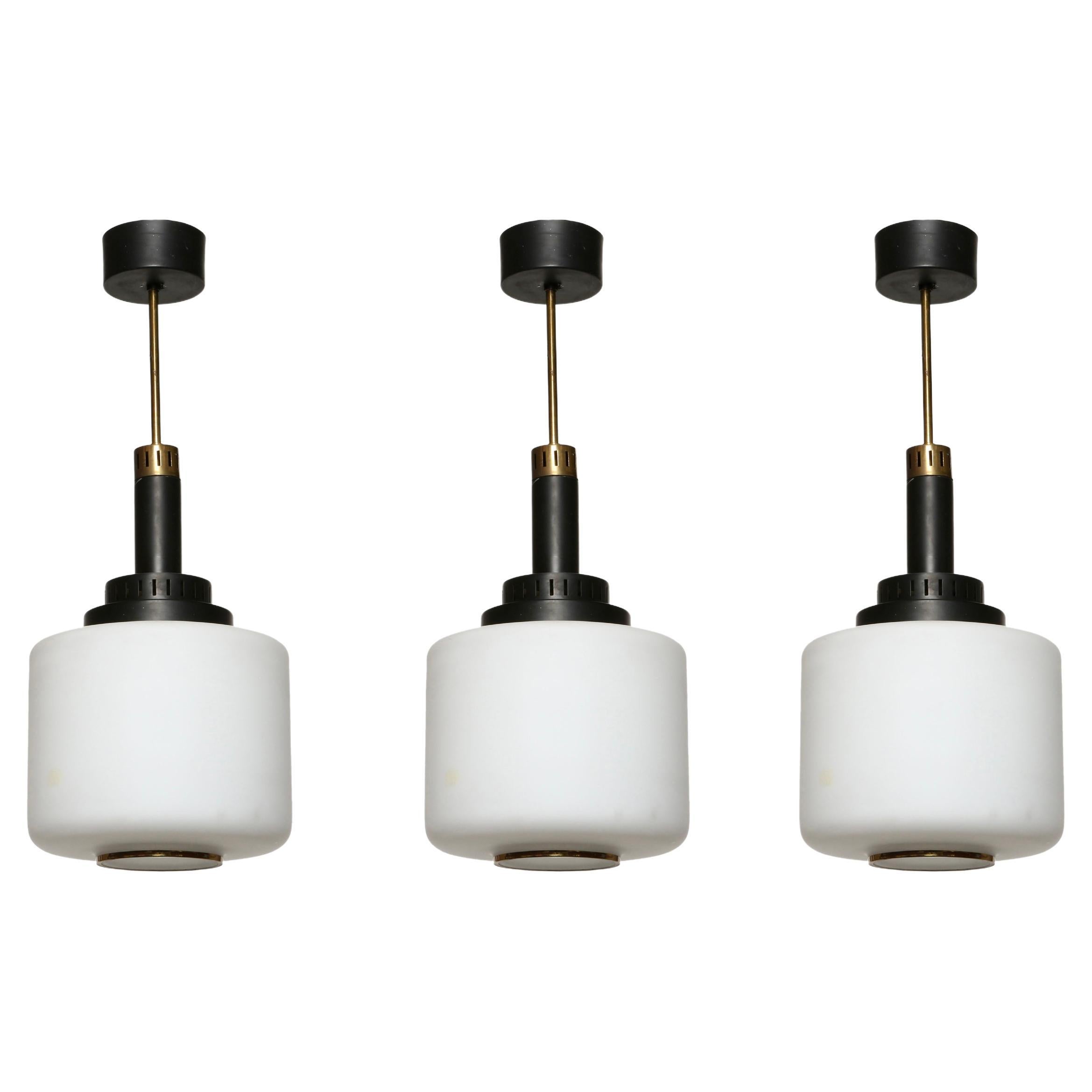 Stilnovo ceiling pendants set of 3, Italy, 1960s