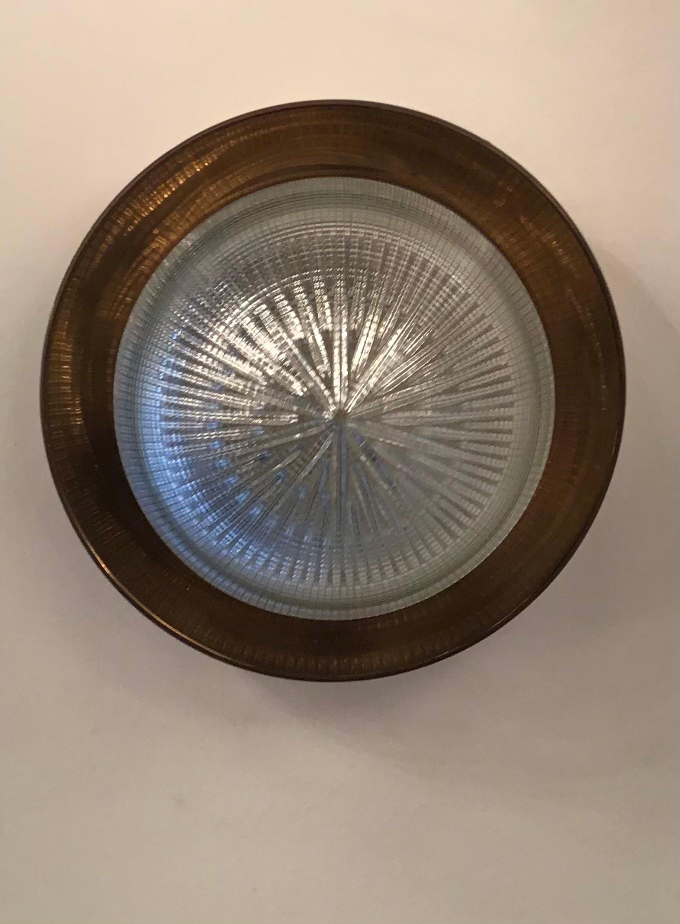 Italian Stilnovo Ceiling Light/Sconce Brass Glass Metal, 1958, Italy For Sale