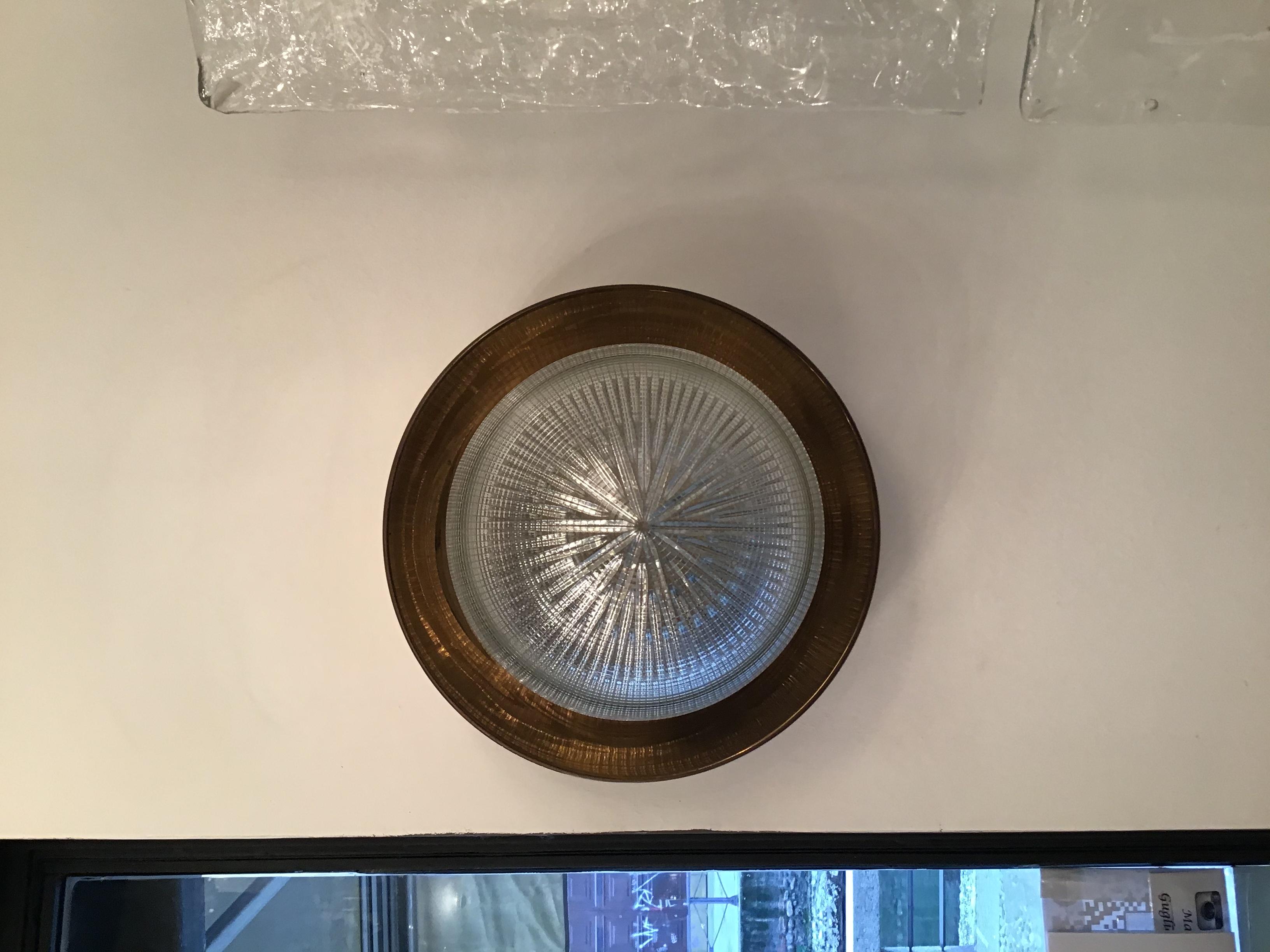 Stilnovo Ceiling Light/Sconce Brass Glass Metal, 1958, Italy In Excellent Condition For Sale In Milano, IT