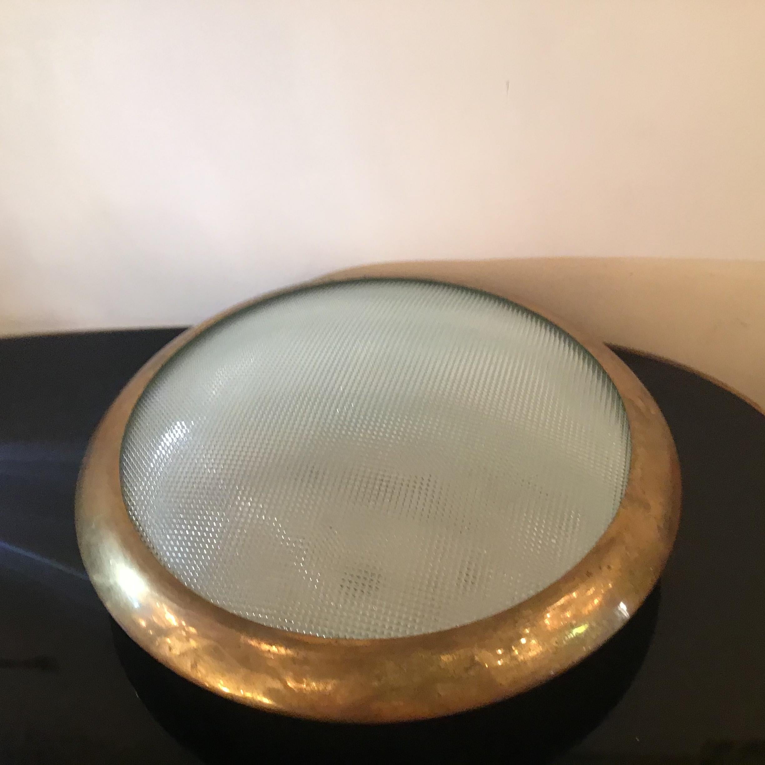 Stilnovo Ceilling Light/Sconce Glass Brass Metal 1950 Italy In Good Condition For Sale In Milano, IT