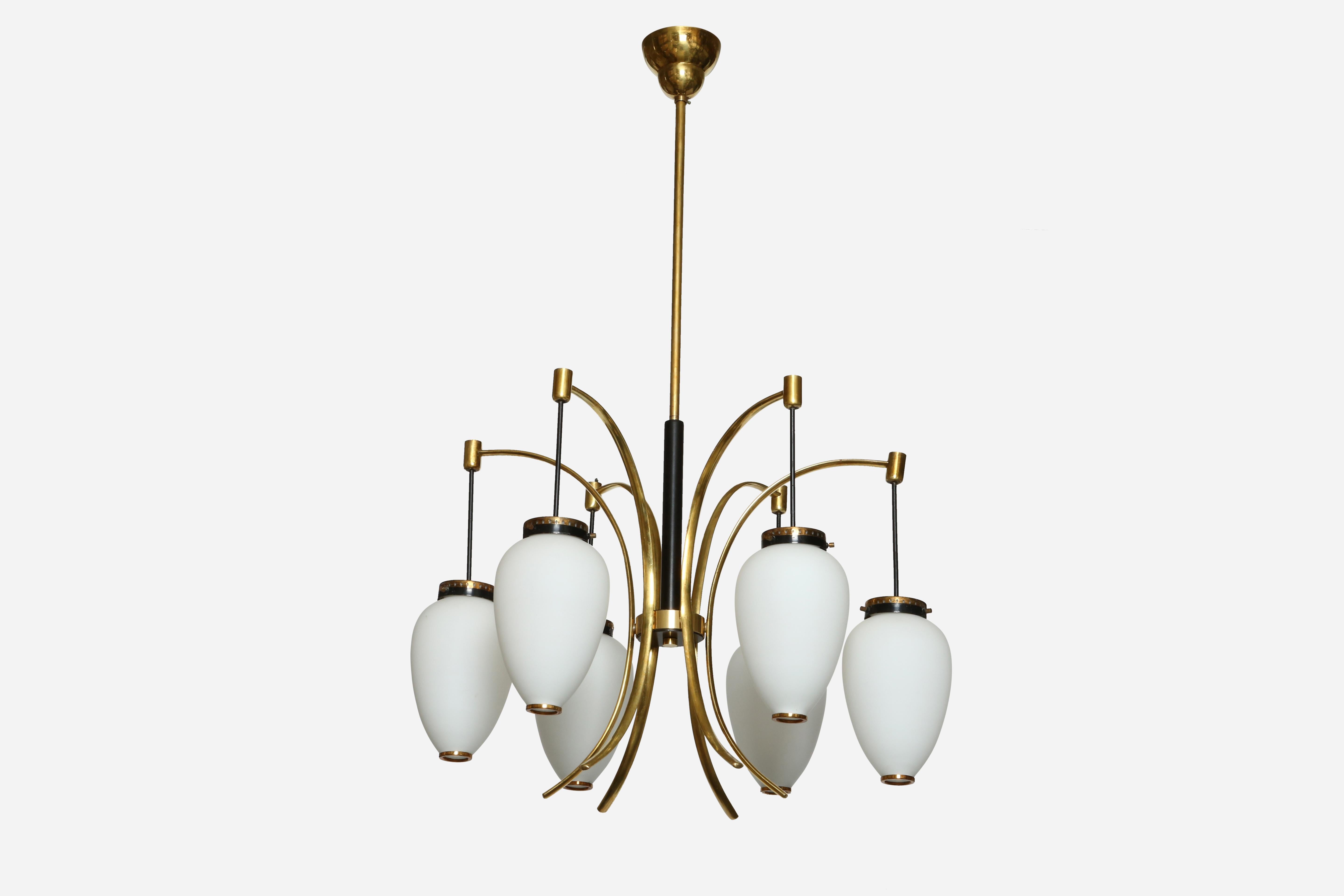 Stilnovo chandelier,
Italy, 1960s
Six glass bells.
 