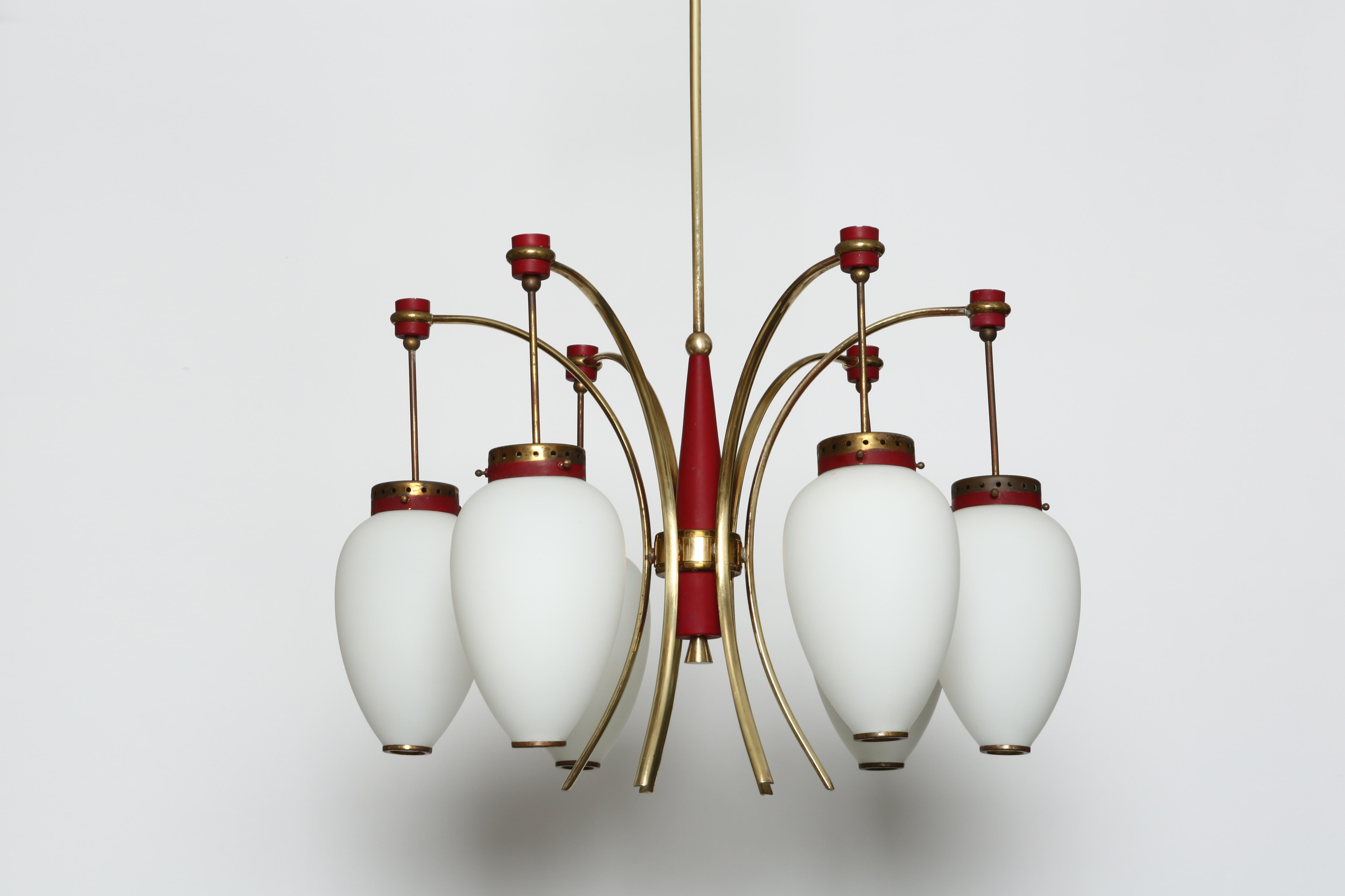 Mid-Century Modern Stilnovo Chandelier Attributed circa 1960s For Sale