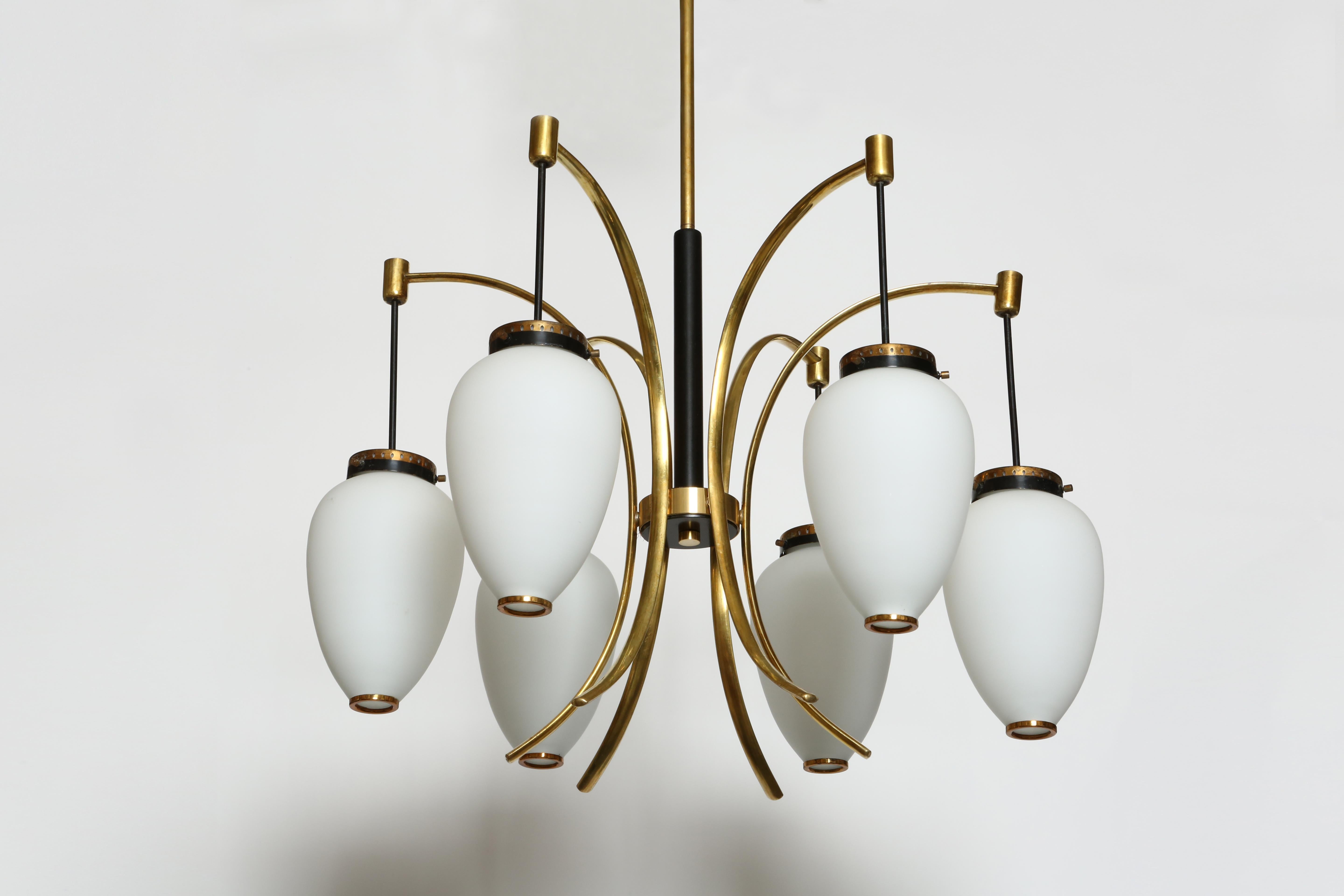 Enameled Stilnovo Chandelier Attributed circa 1960s For Sale