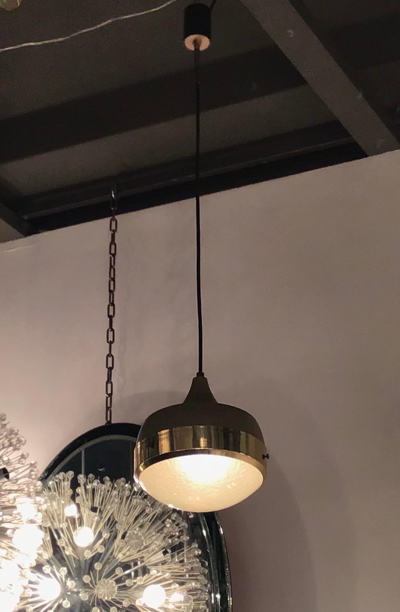 Altro Lampadario Stilnovo Ottone Vetro Metallo, 1960, Italia in vendita
