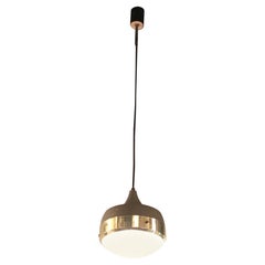 Lampadario Stilnovo Ottone Vetro Metallo, 1960, Italia