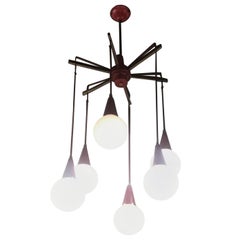 Araña Stilnovo Latón Metal Vidrio 1950 Italia
