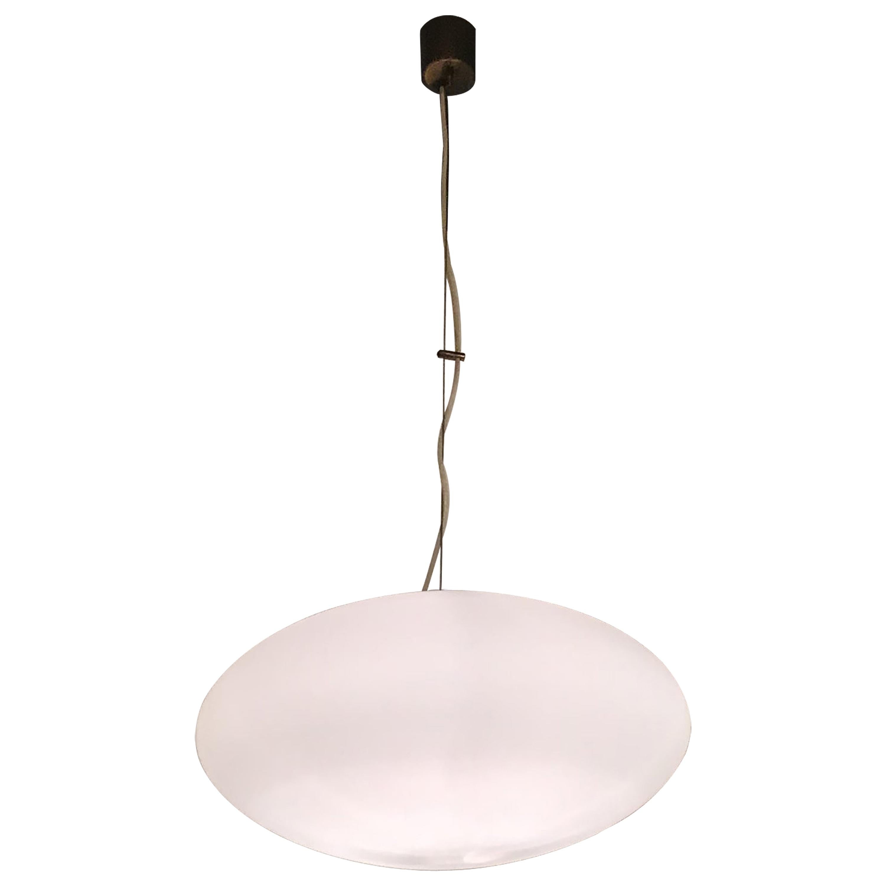 Stilnovo Chandelier Brass Opaline Glass, 1950, Italy For Sale