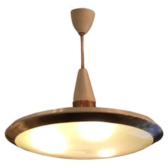 Stilnovo Chandelier “Disco Volante” Glass Brass 1950 Italy