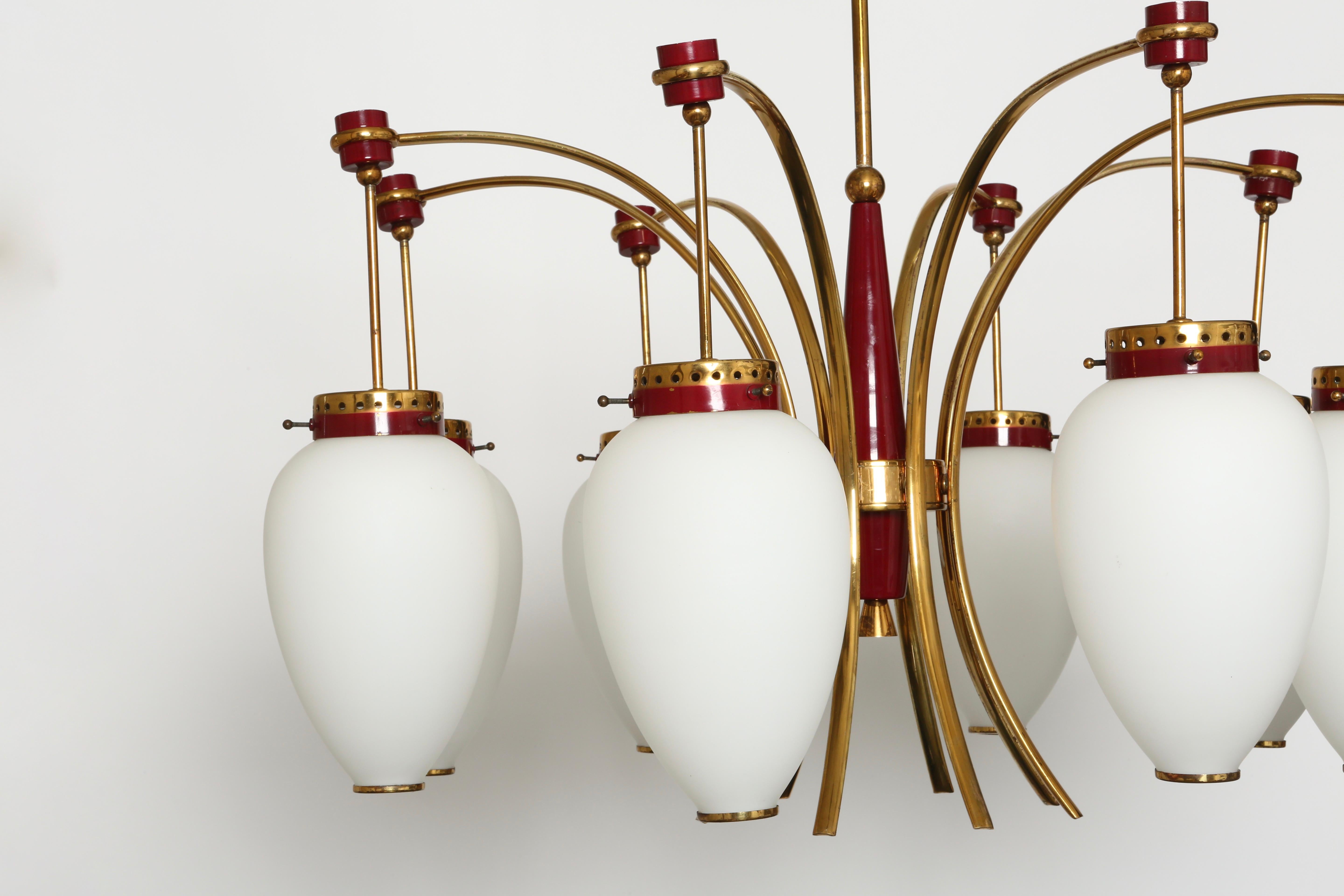 Stilnovo attributed chandelier, circa 1960 In Good Condition In Brooklyn, NY