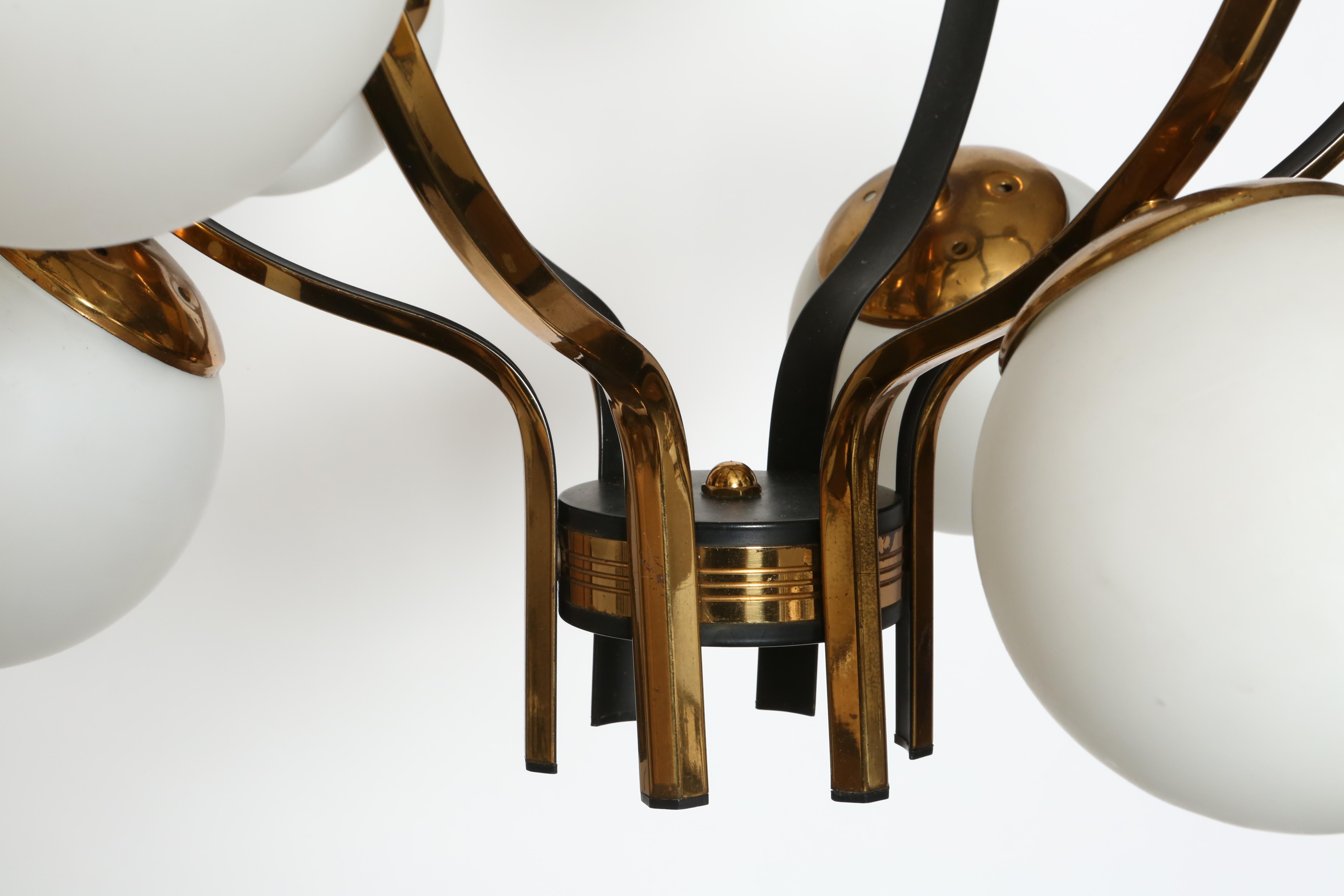 Brass Stilnovo Chandelier