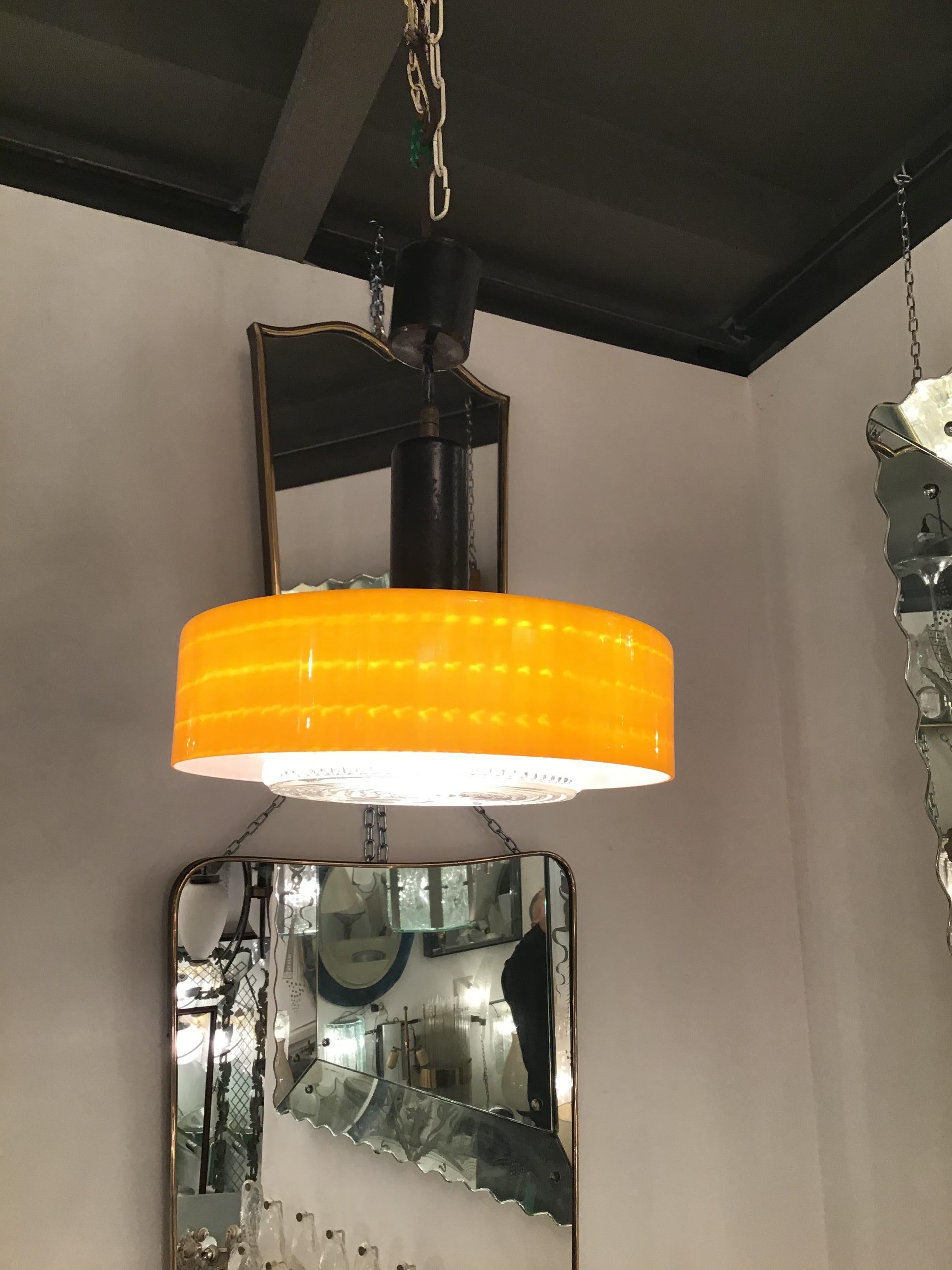 Stilnovo-Kronleuchter aus Glas und Messing, 1955, Italien im Angebot 2