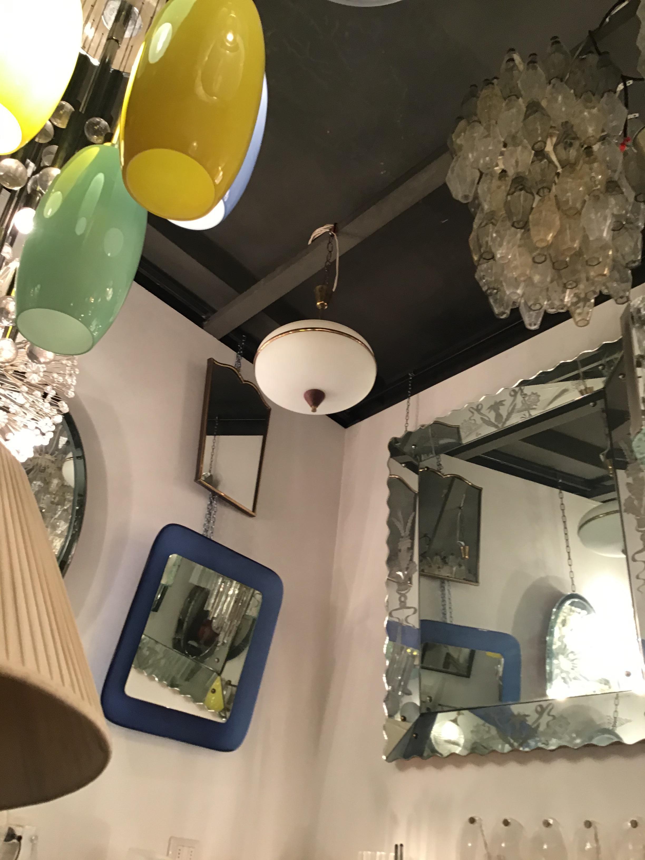 Lampadario Stilnovo Vetro Ottone Wood 1950 Italia in vendita 6