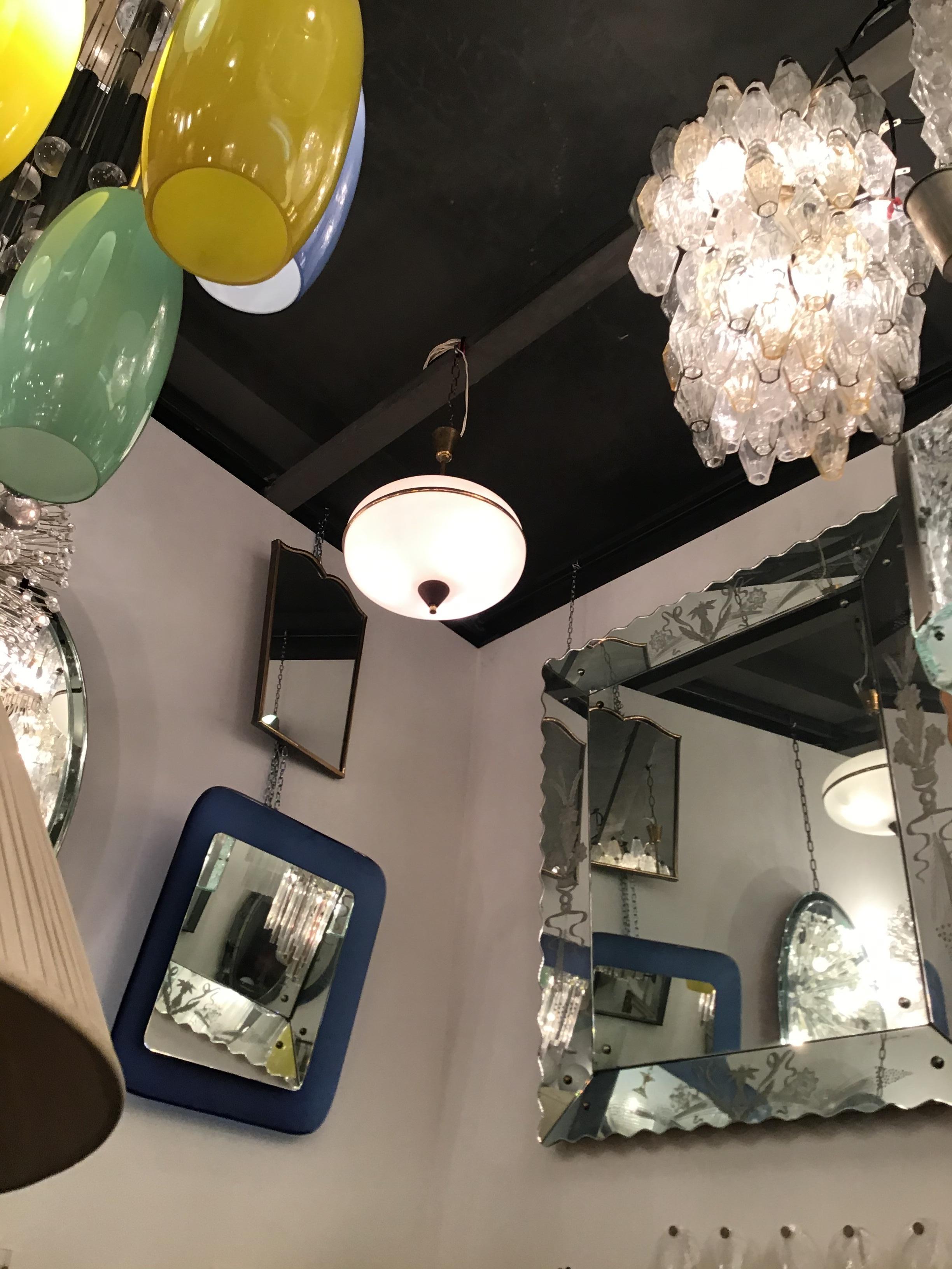 Lampadario Stilnovo Vetro Ottone Wood 1950 Italia in vendita 3
