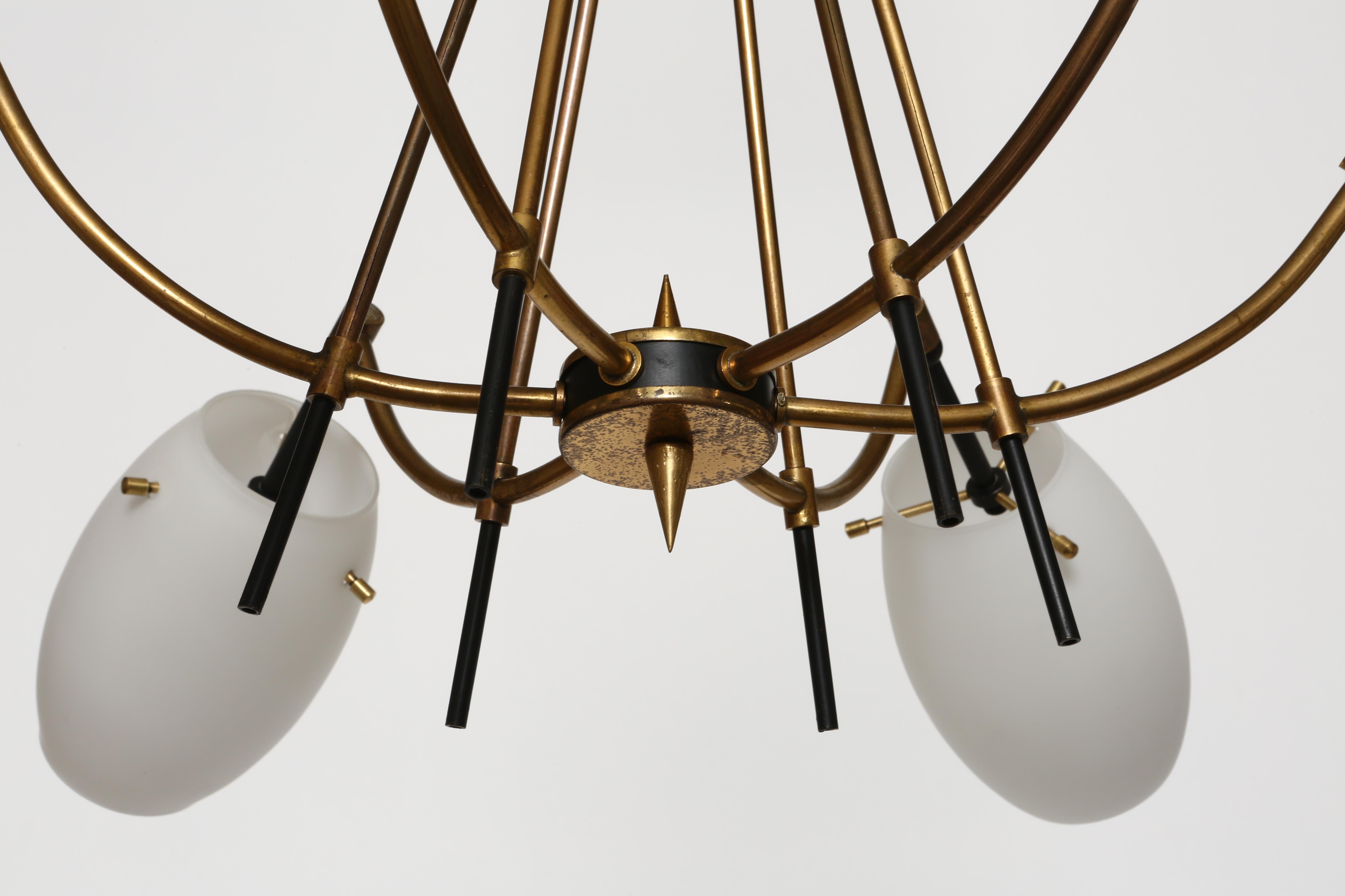 Mid-20th Century Stilnovo chandelier Italy circa 1960s For Sale