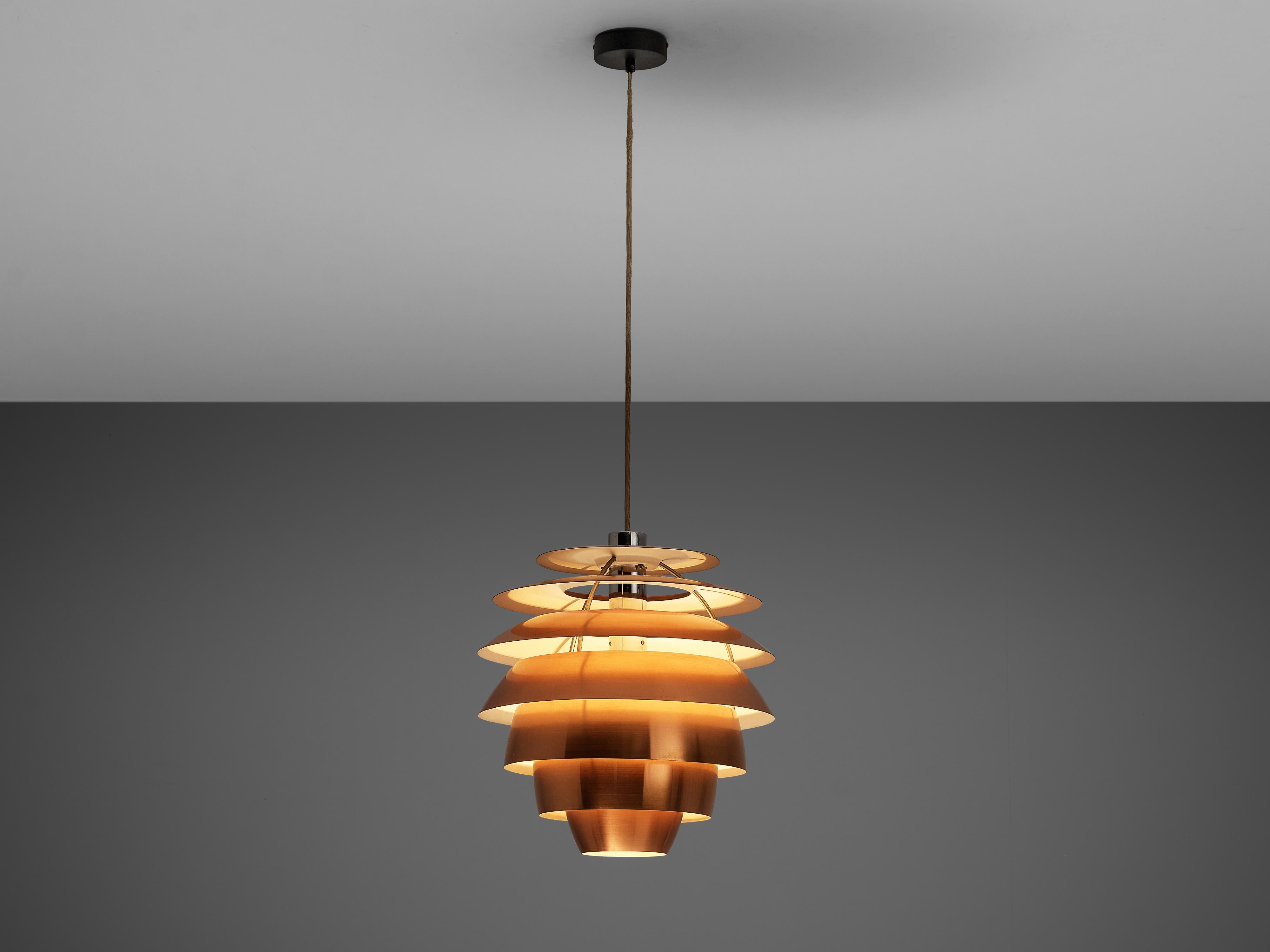 Italian Stilnovo Chandelier Model 1231 in Copper