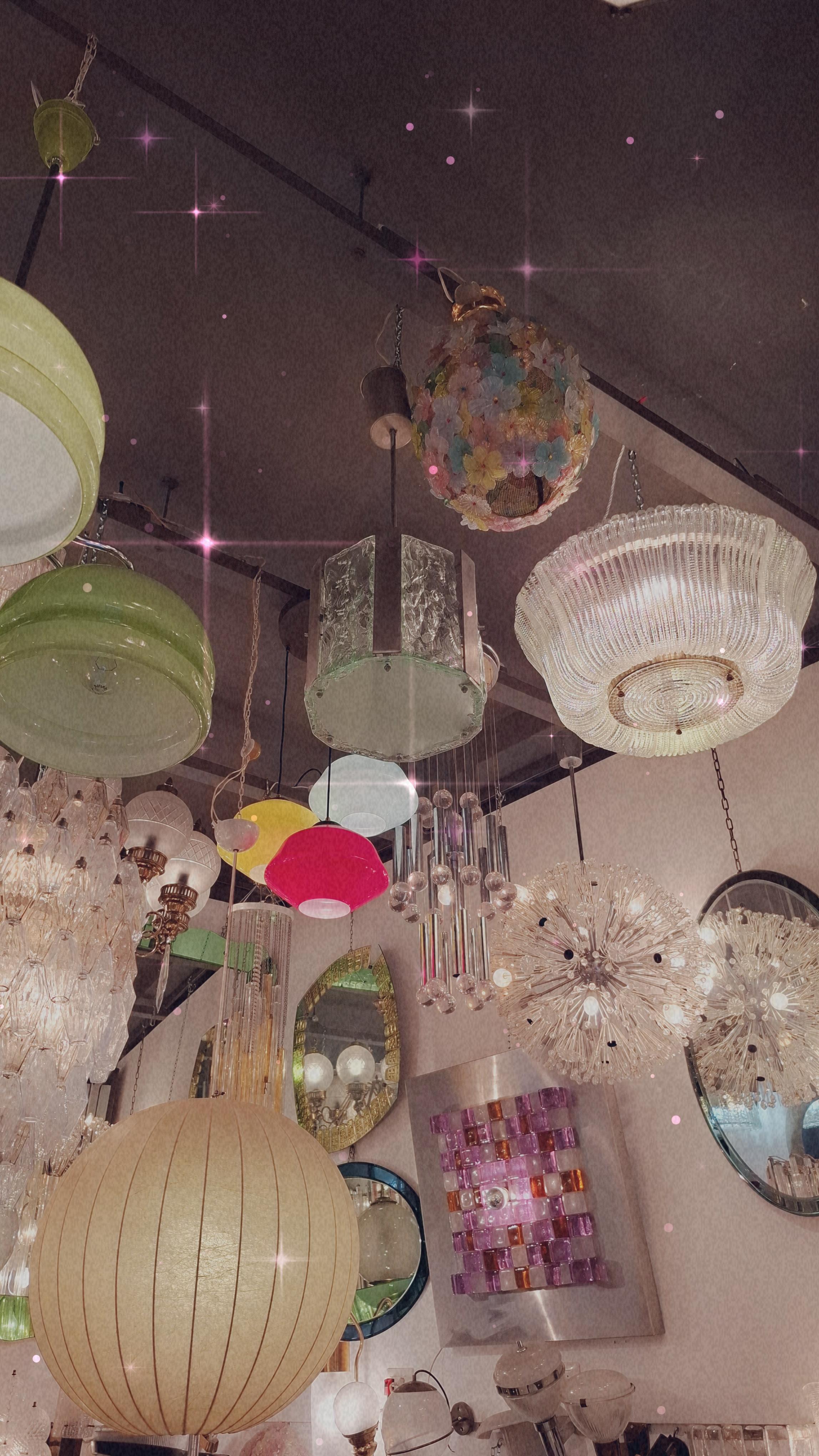 STILNOVO CHANDELIER N tre luci vetro incamiciato metallo Cromato 1960 Italien (Mitte des 20. Jahrhunderts) im Angebot