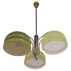 STILNOVO CHANDELIER N tre luci vetro incamiciato metallo Cromato 1960 Italia