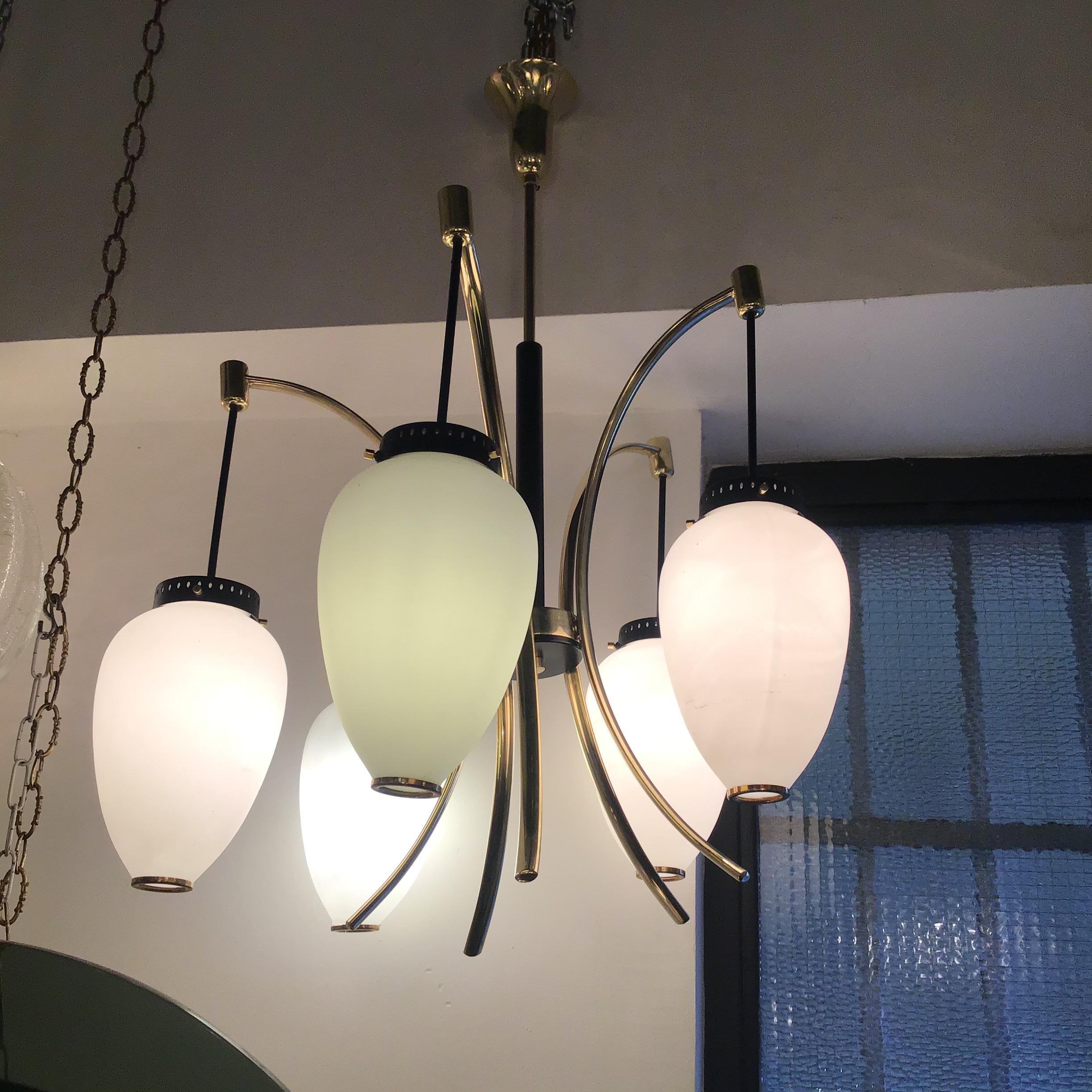 Elegante lampadario Stilnovo 1950