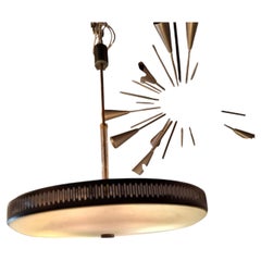 STILNOVO CHANDELIER VERGLASENES METALLGLAS 1950er Jahre Italien
