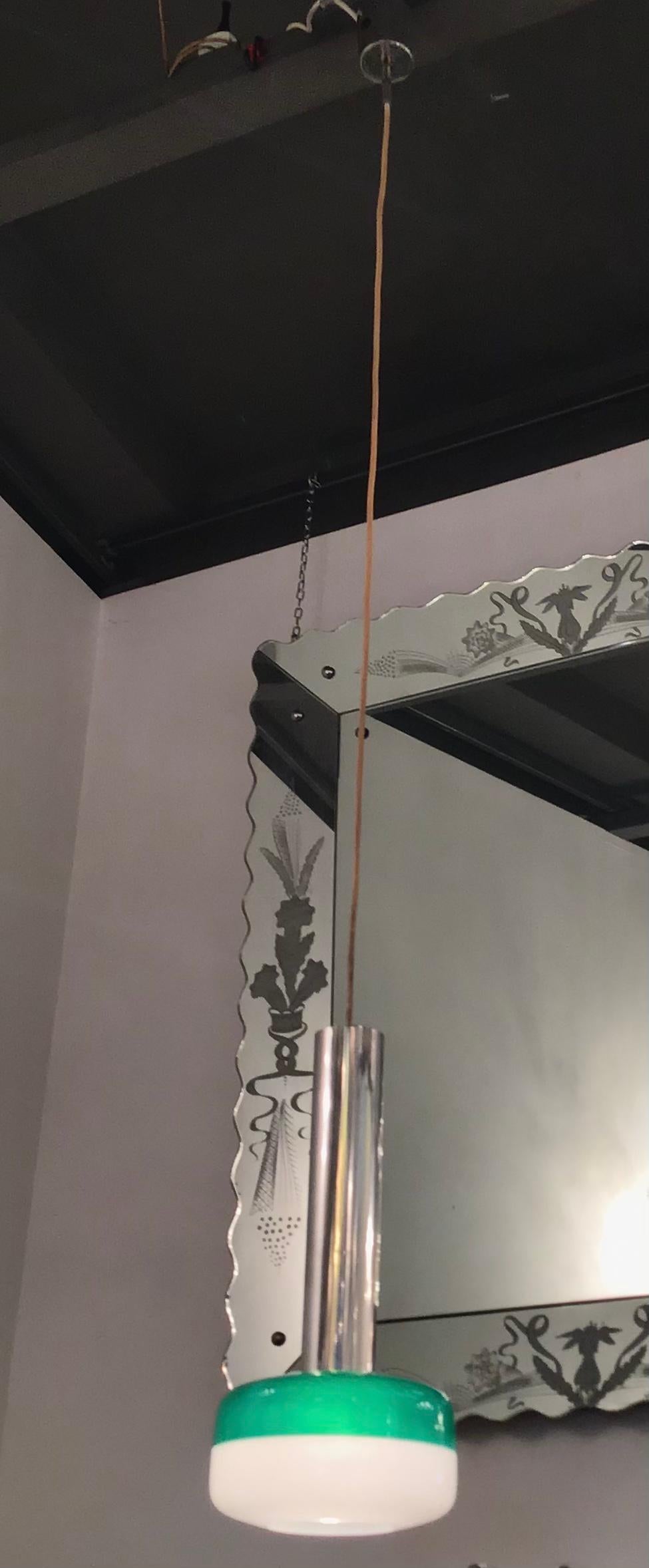Stilnovo chandelier plexiglas metal crome 1955 Italy.