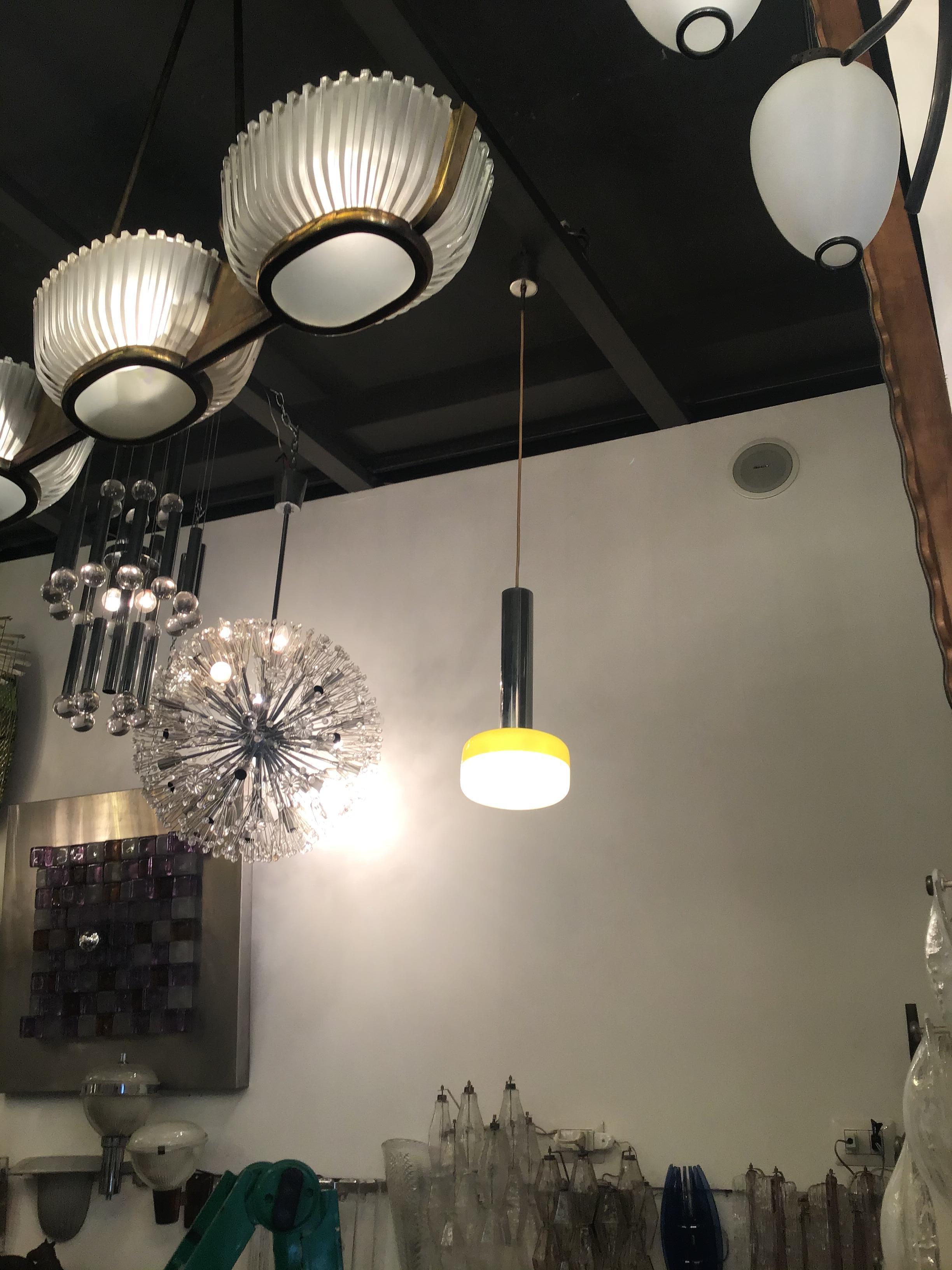 Italian Stilnovo Chandelier Plexiglas Metal Crome 1955 italy For Sale
