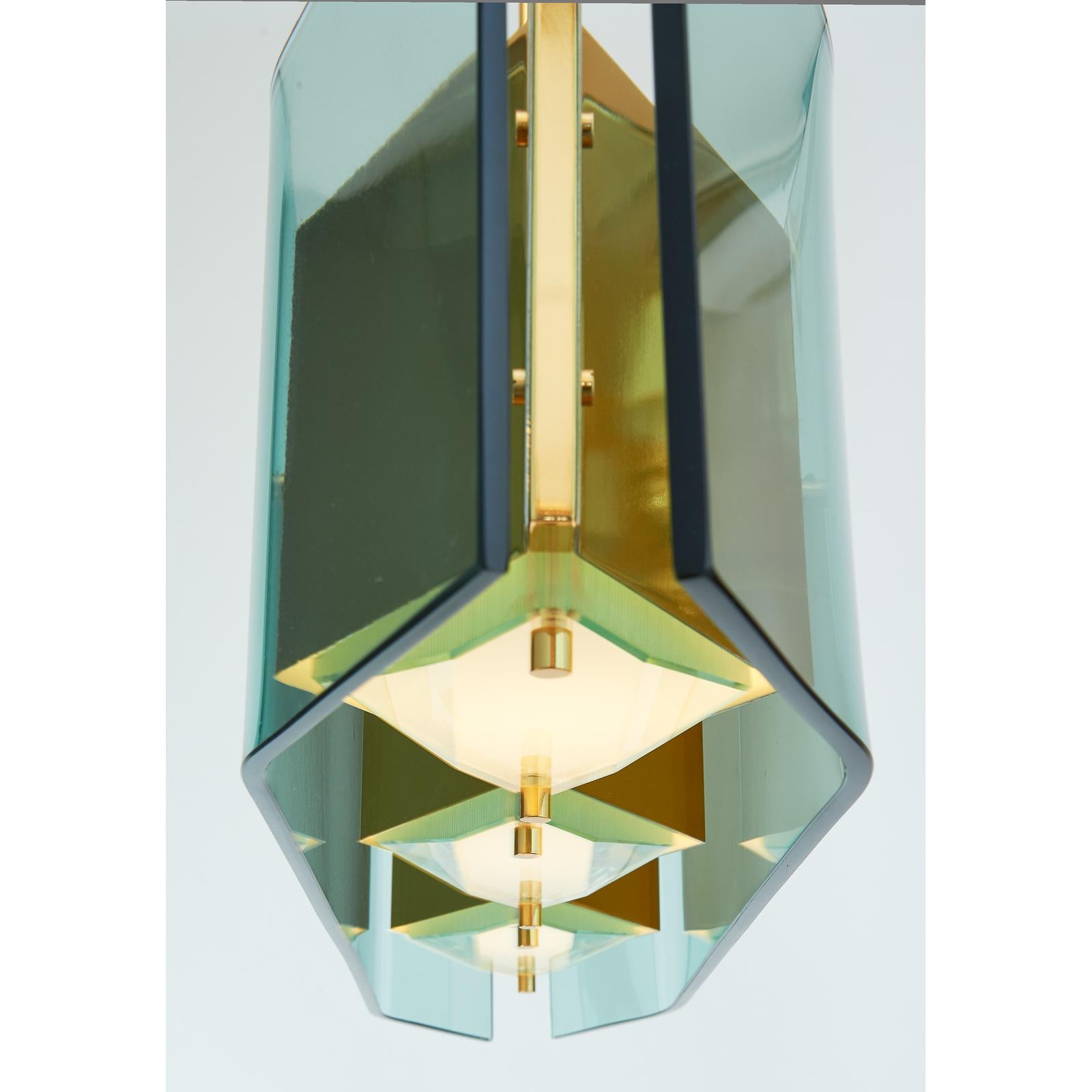 Mid-Century Modern Stilnovo Chandelier with Diamond Cut Faceted Glass Lenses, Italy, circa 1960